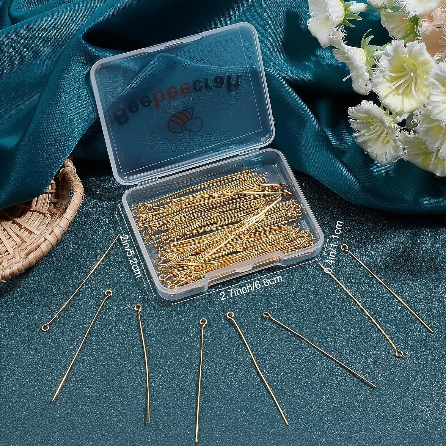 Gold Plated Eye Pin, Eye Pins, 50mm Size Eye Pins, Jewelry Beading Pin,  Silver Eye Pin, Jewelry Making Pins 