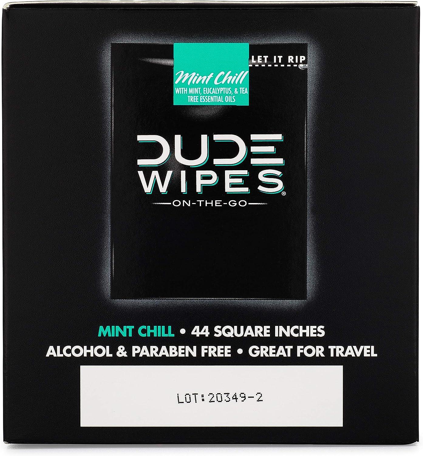 DUDE Wipes On-The-Go Flushable Wet Wipes - 1 Pack, 30 Wipes - Mint Chill  Extra-Large Individually Wrapped Wipes with Eucalyptus & Tea Tree Oil -  Septic and Sewer Safe