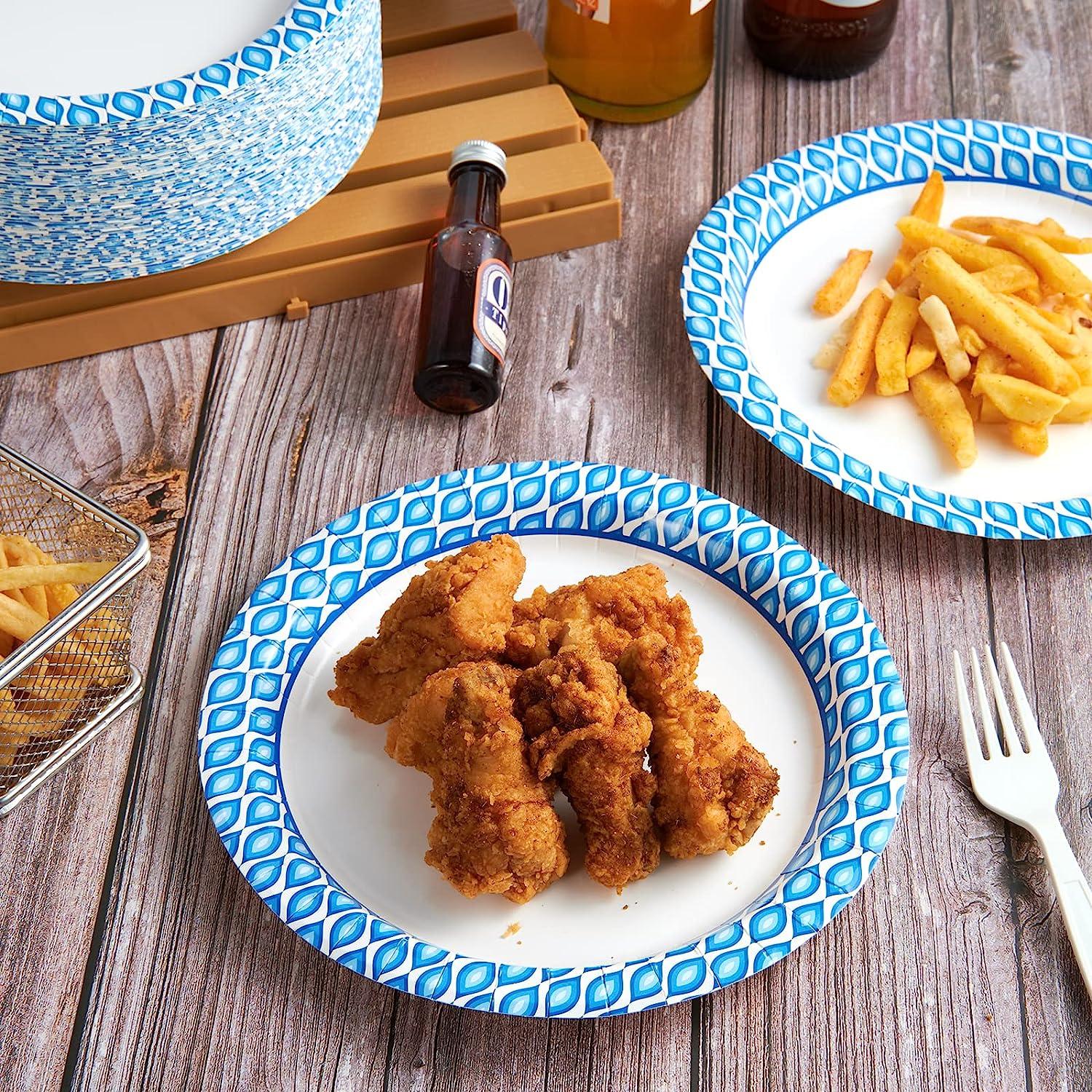 MUCHII 8.375 Inch Disposable Paper Plates, 300 Count Disposable Paper