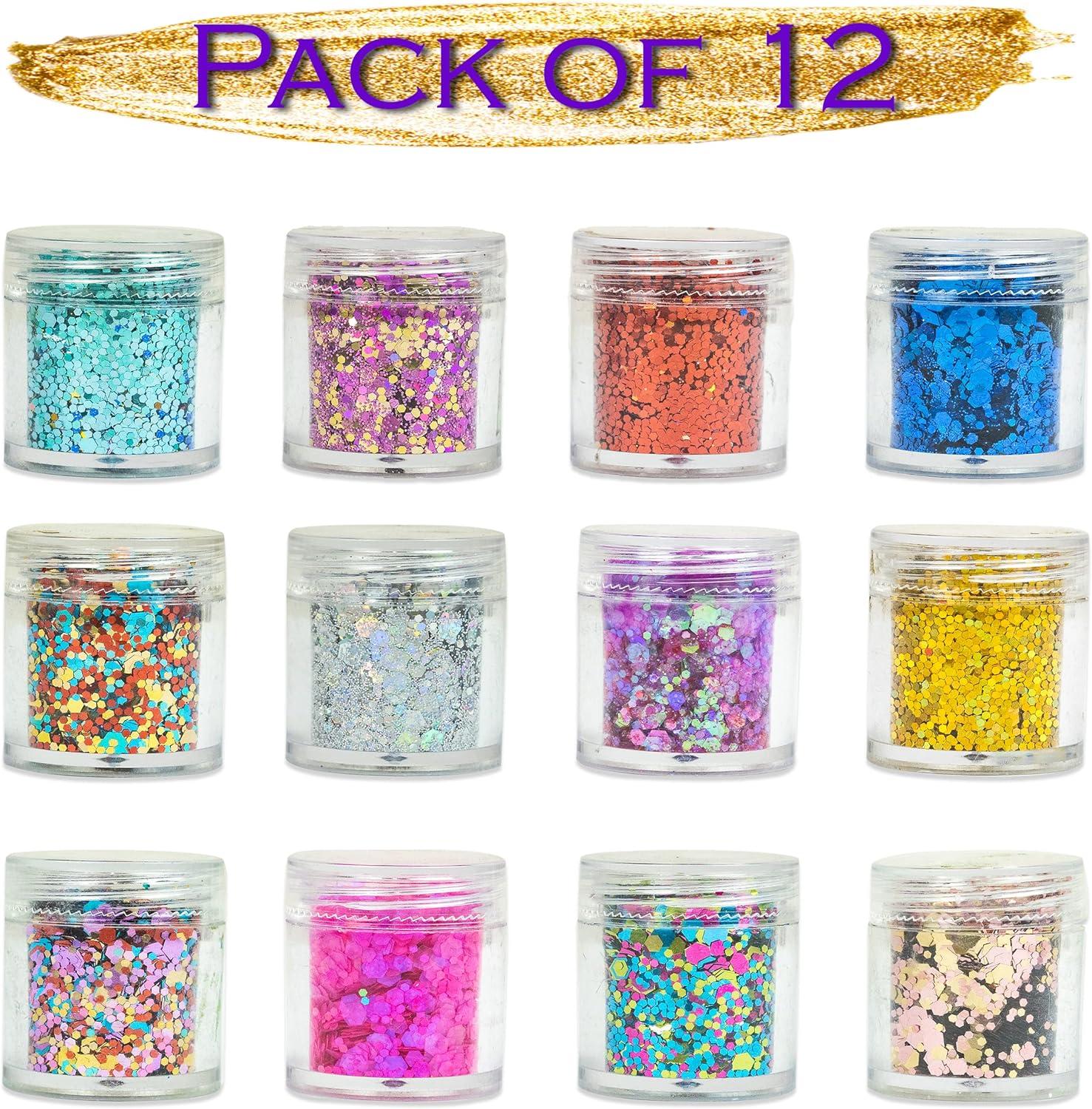 Azberg Chunky Glitter for Tumblers Pack of 12 (0.18oz Glitter Each
