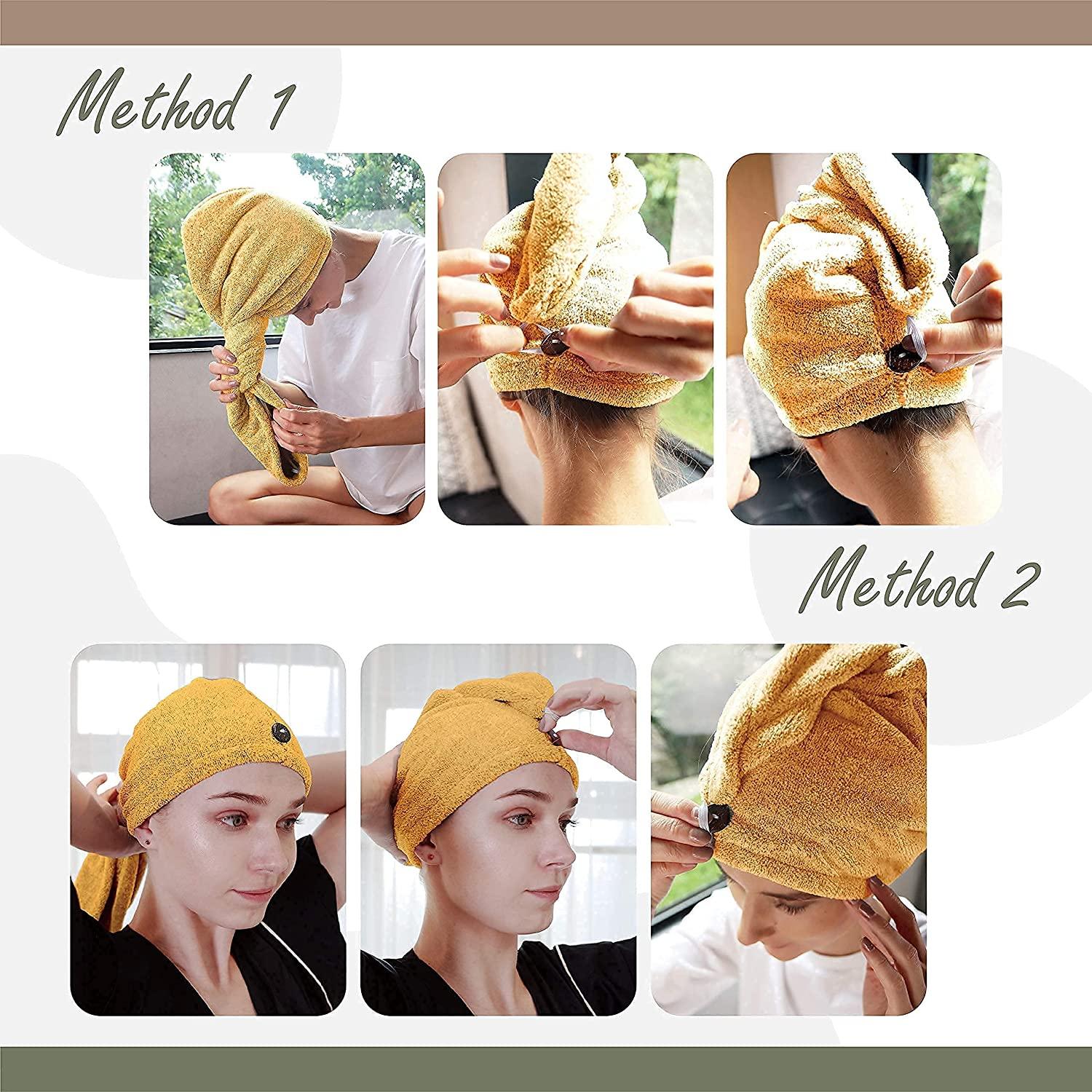 Luxury AntiFrizz Hair Towel Wrap Quick Drying Charcoal Fiber Turban