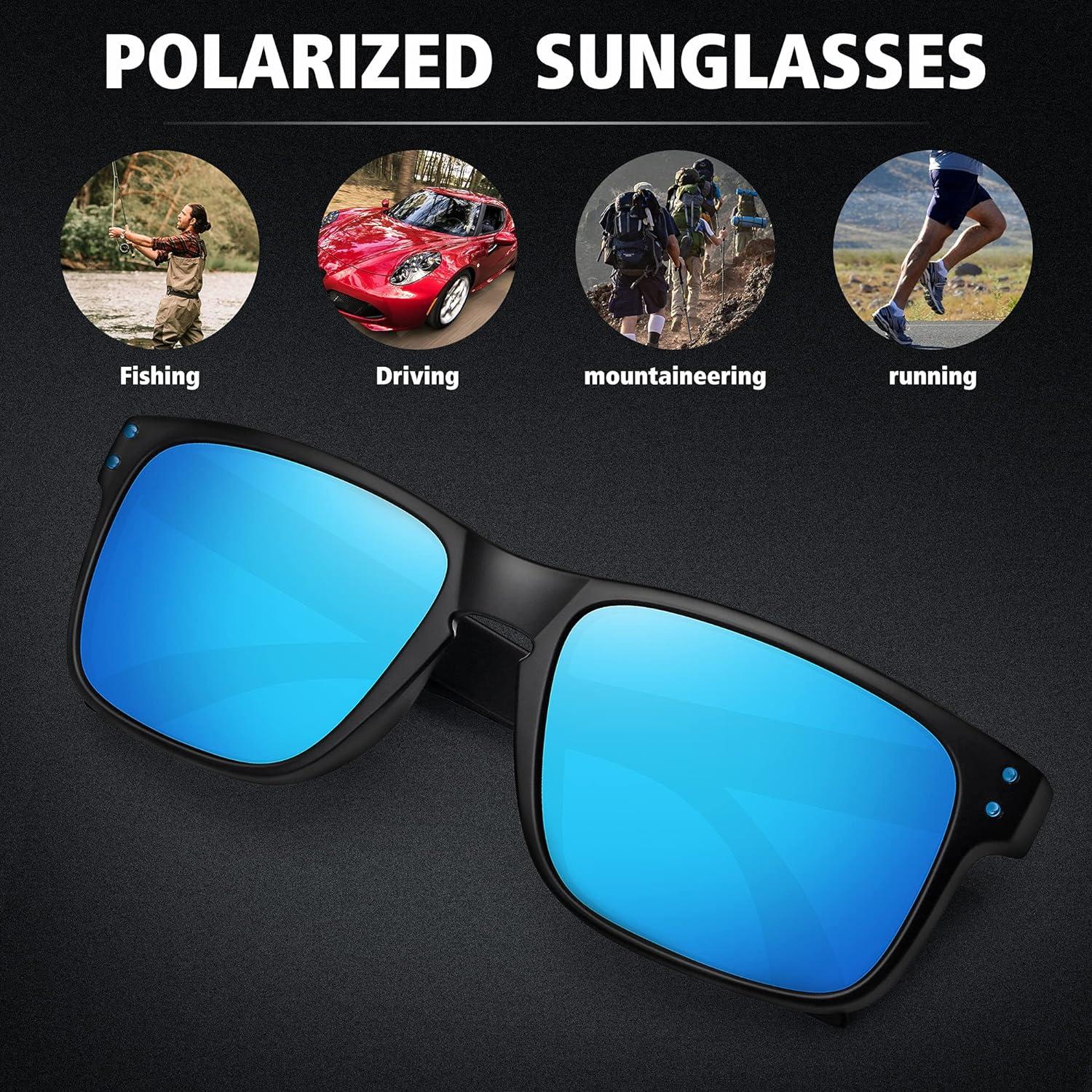 MEETSUN Polarized Sunglasses for Men Women Sports Driving Fishing Glasses  UV400 Protection (Tr)2 Pack -Black +Blue Mirror Lens