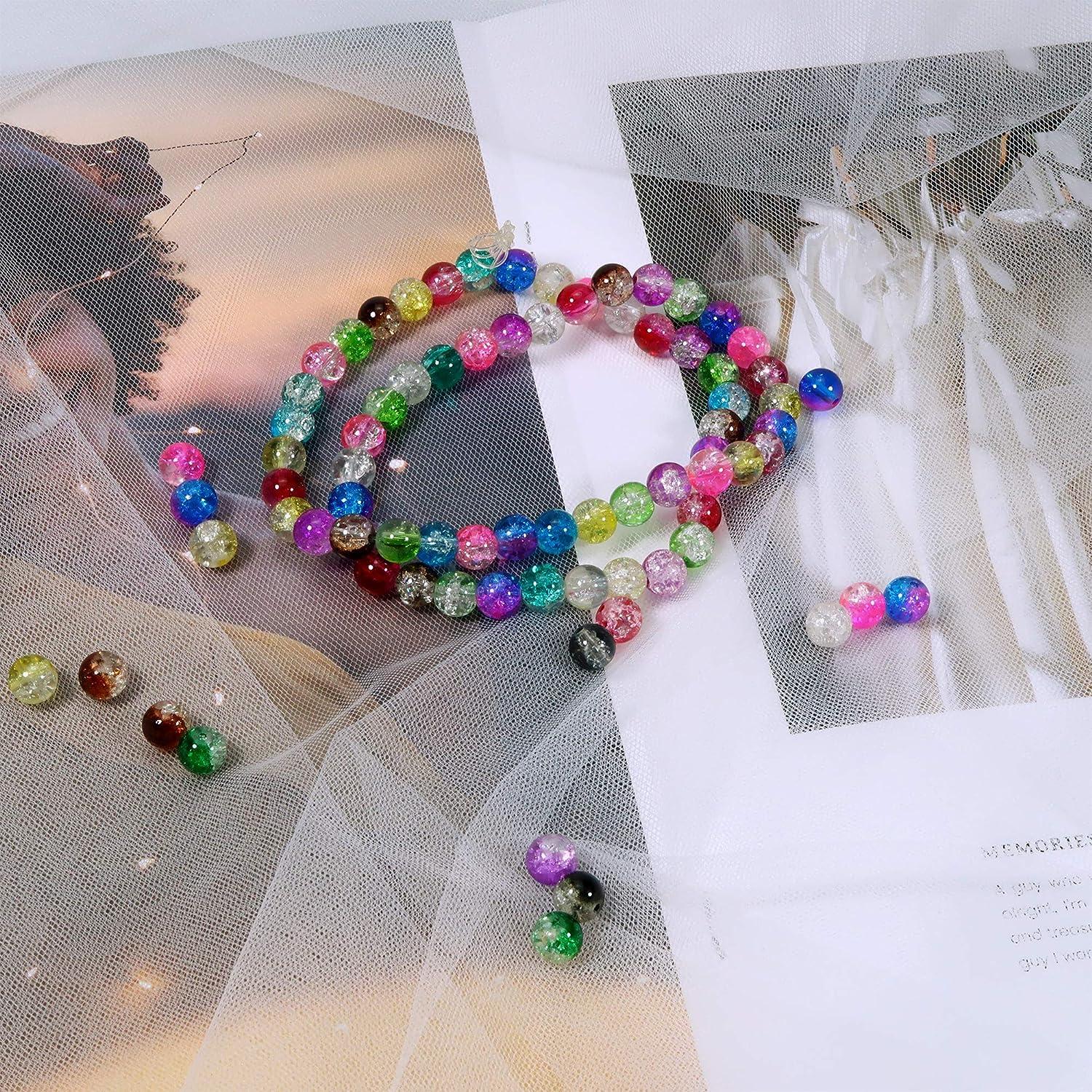 TOAOB 200pcs 8mm Crackle Glass Lampwork Beads Mixed Color Spacer