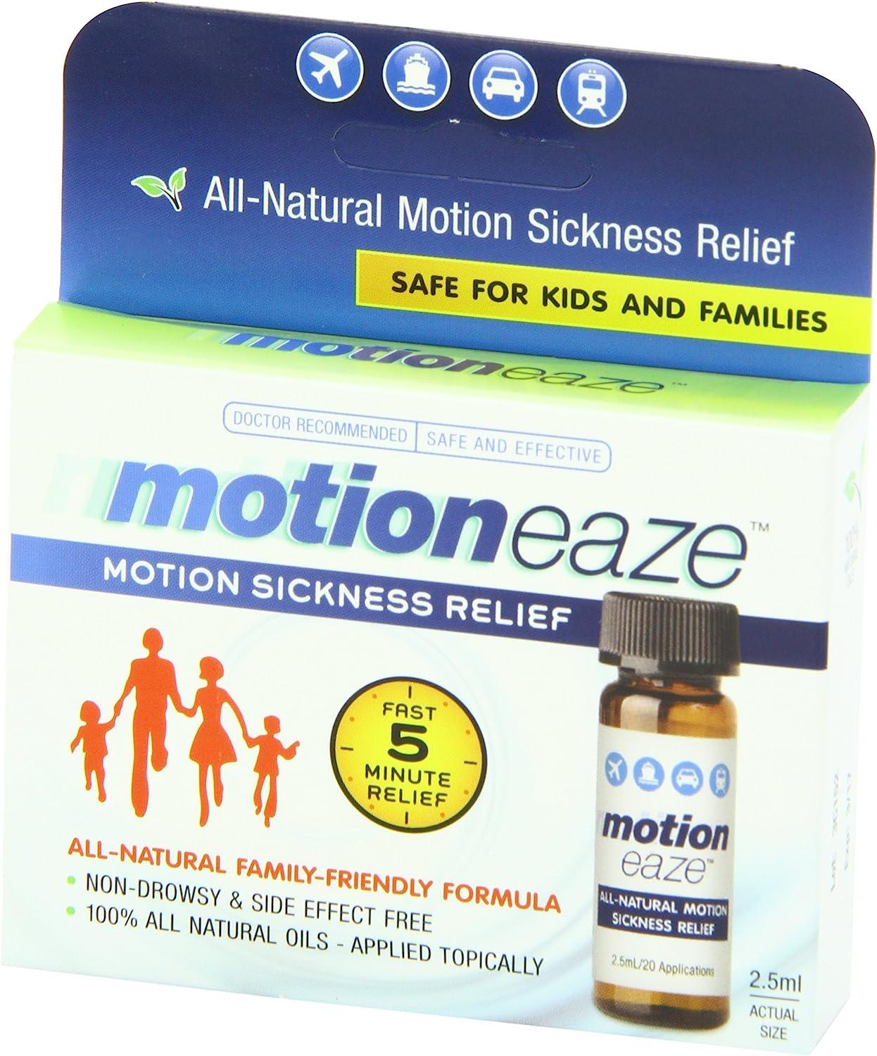 MotionEaze Sickness Relief 2.5 ml AllNatural Topical Liquid for Fast