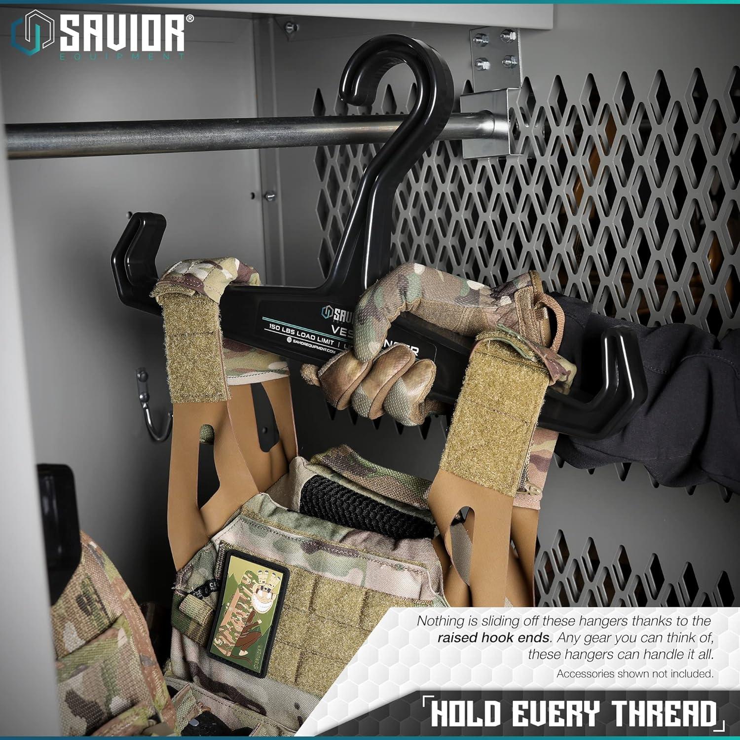 [2 Pack] Heavy Duty Hangers for Law Enforcement Gear - Heavy Load Capacity  Body Armor Hanger - Weight Dispersing Hanger for Tactical Gear 