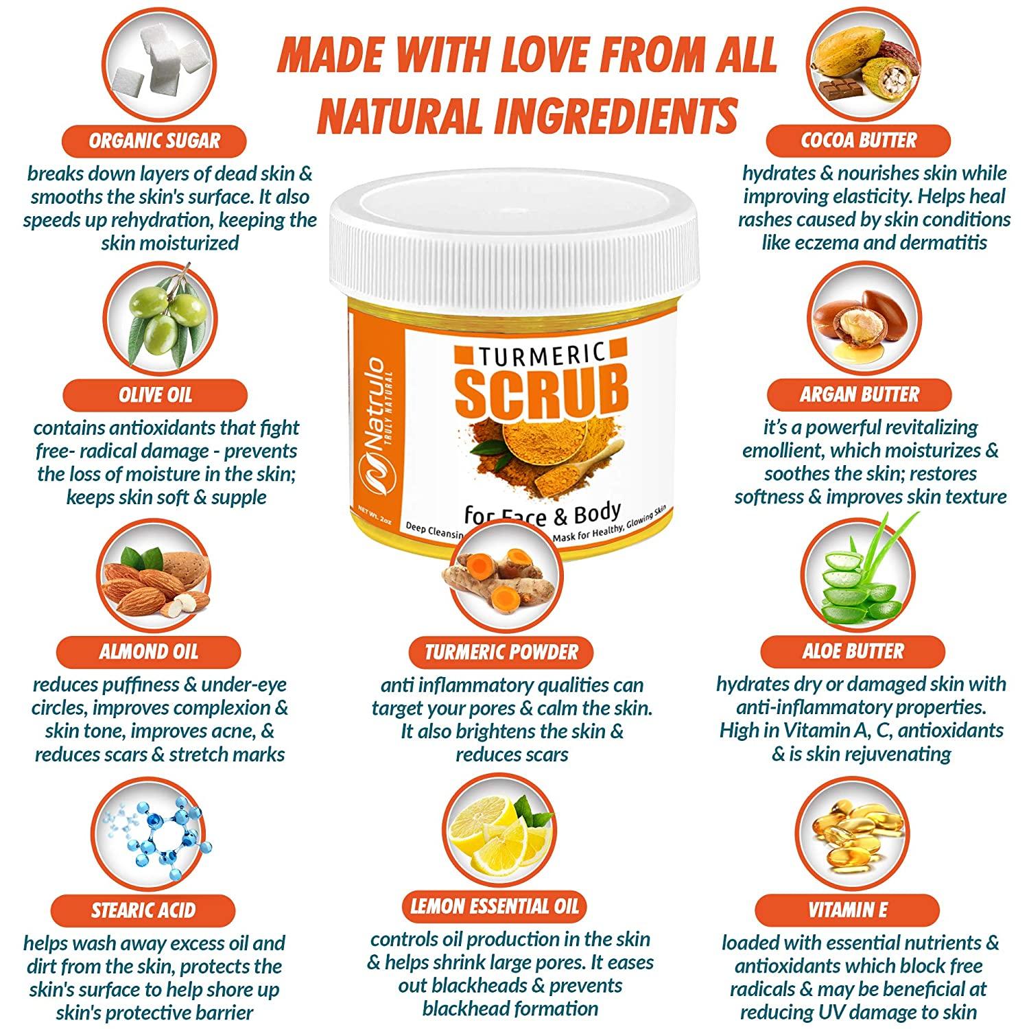 Natrulo Turmeric Face Scrub Skin Brightening Mask with Turmeric All