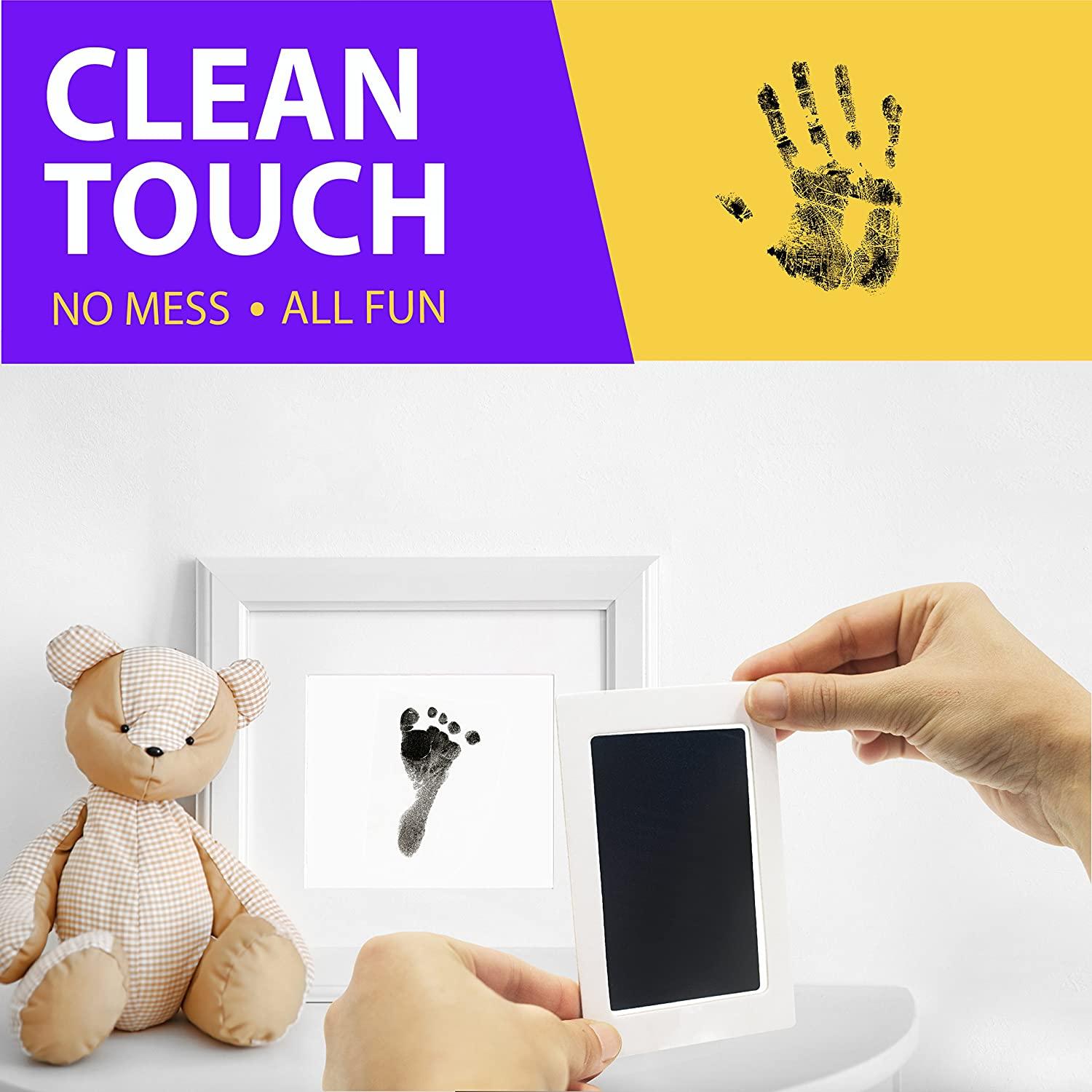 Clean Touch Ink Pad for Baby Handprints and Footprints Inkless Infant Hand  & Foot Stamp Safe for Babies, Doesnt Touch Skin Perfect Family Memory or  Gift Black Print Kit by Tiny Gifts