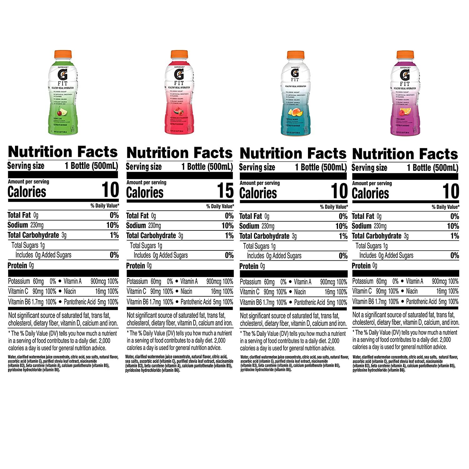 Gatorade Fit Electrolyte Beverage Variety Pack 12 Bottles, 16.9 oz Each