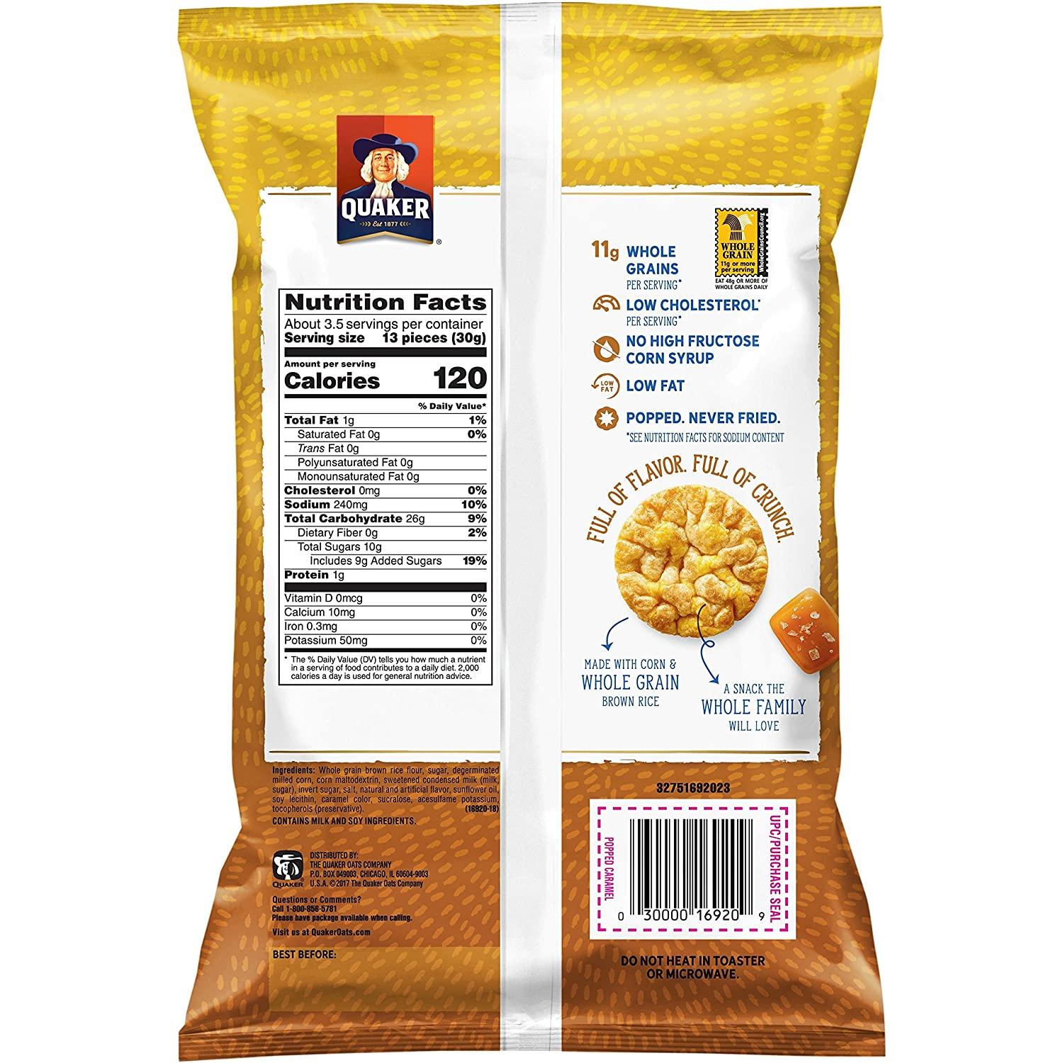 Quaker Rice Crisps Gluten Free Caramel 7.04oz - 6 Count | Crunchy Snack ...