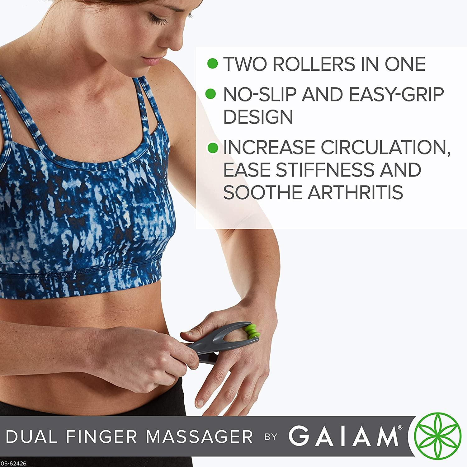 Gaiam Finger Massager DualSided Hand Massage Roller for Circulation