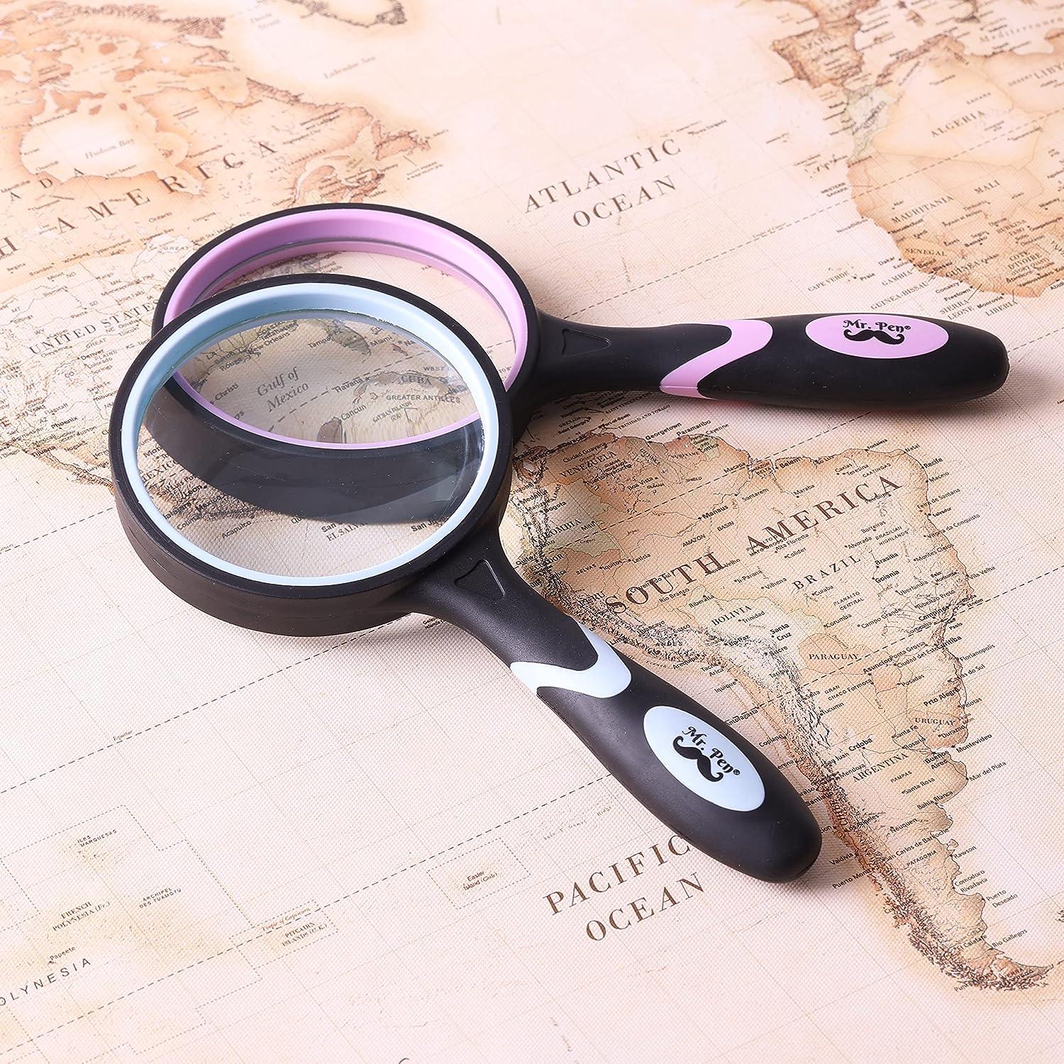 Mr. Pen Magnifying Glass, 2 Pack, 10X Magnifier, 75mm Glass Lens
