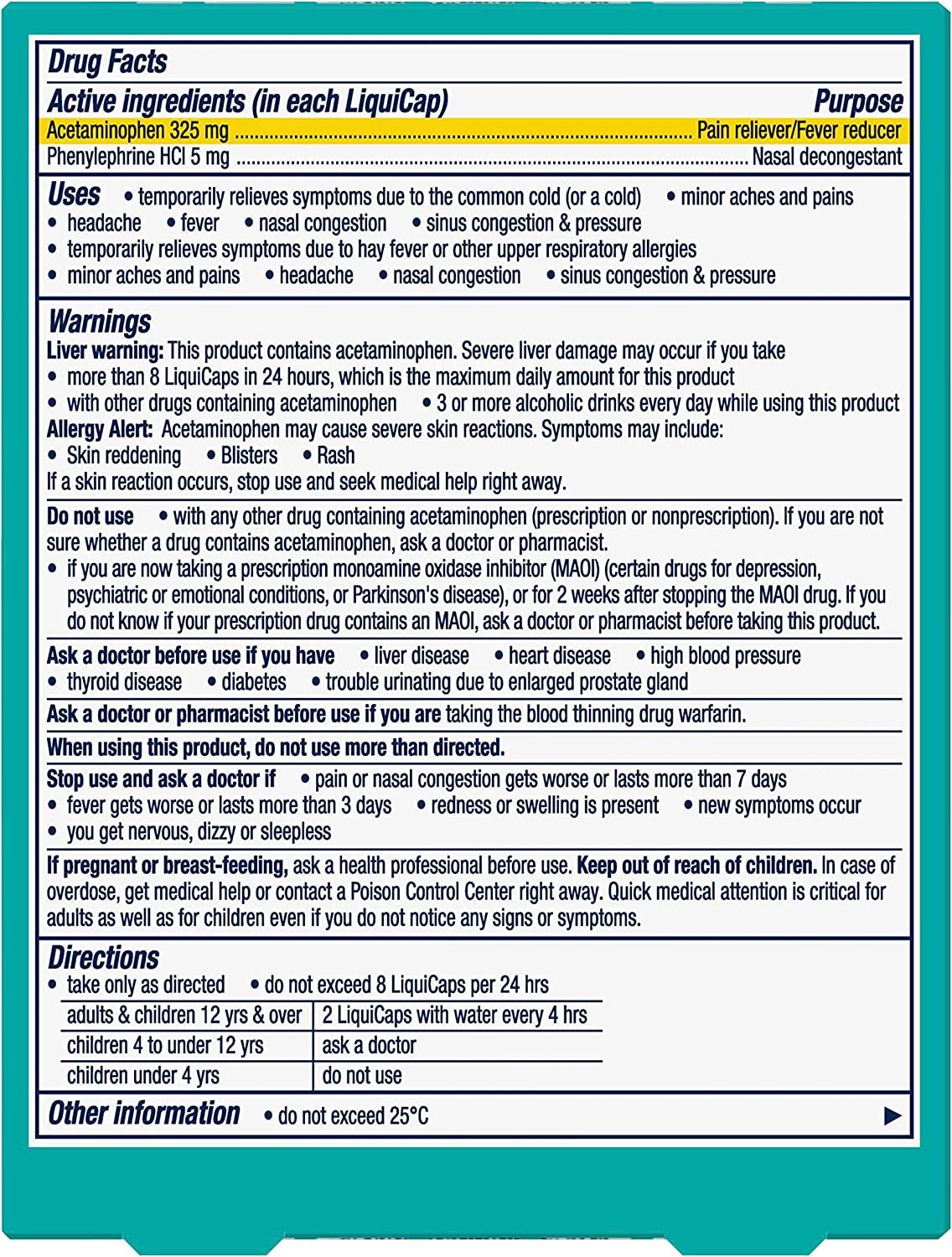 Vicks Sinex Severe LiquiCaps NonDrowsy Nasal Decongestant for Sinus