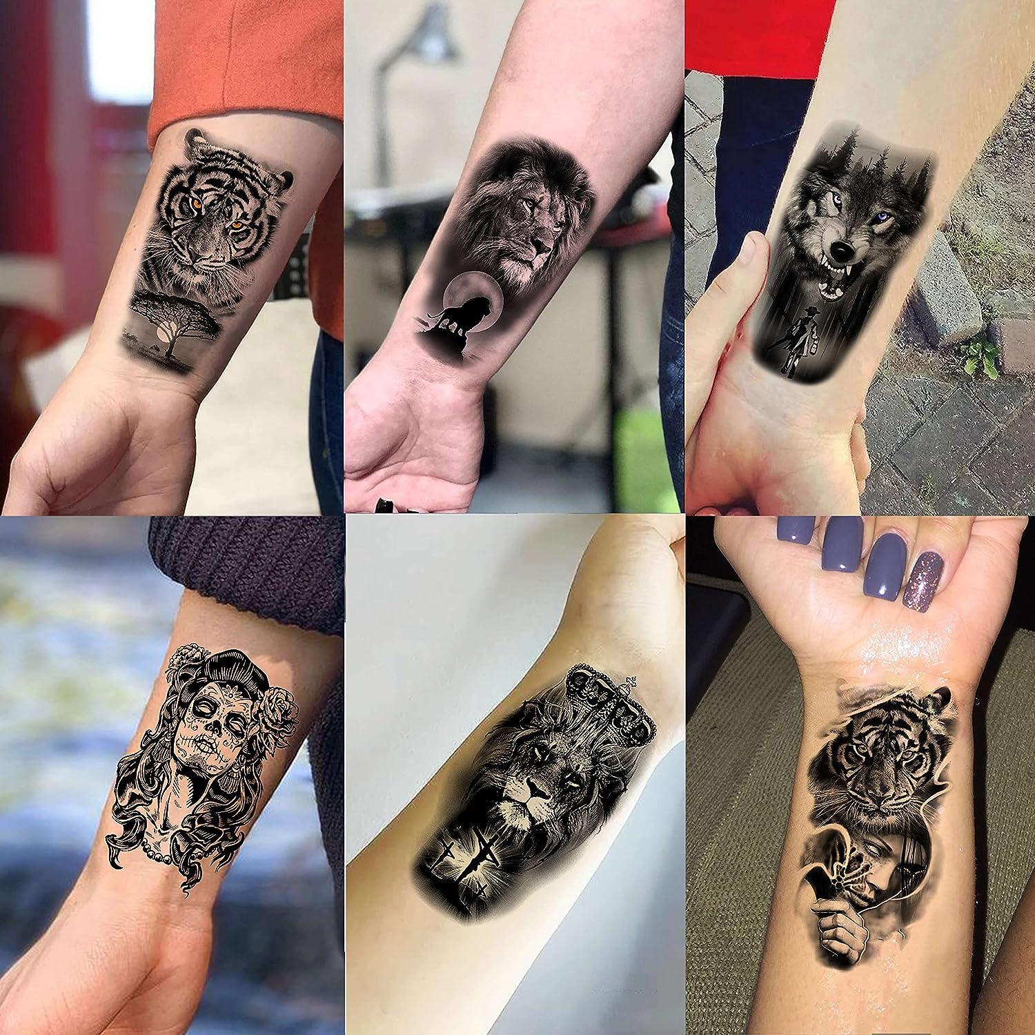 Tattoo uploaded by Ink & Intuition • Half Lion - part of couples tattoo by  @marloeslupkertattoo #marloeslupker #liontattoo #halflion #arrow  #romannumerals #blackandgrey #inkandintuition #amsterdam • Tattoodo