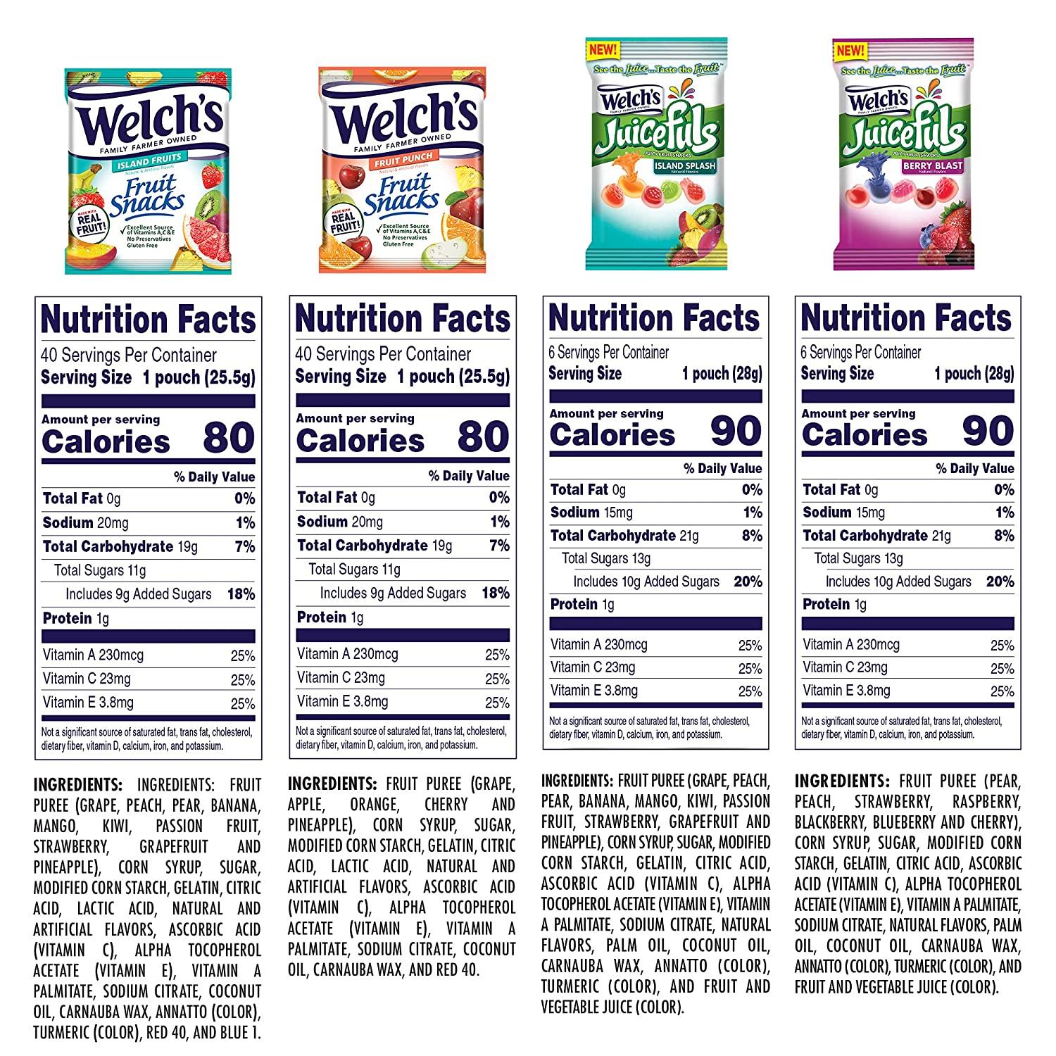 Welch's Fruit Snacks Combo Variety Pack, Juicefuls Berry Blast & Island