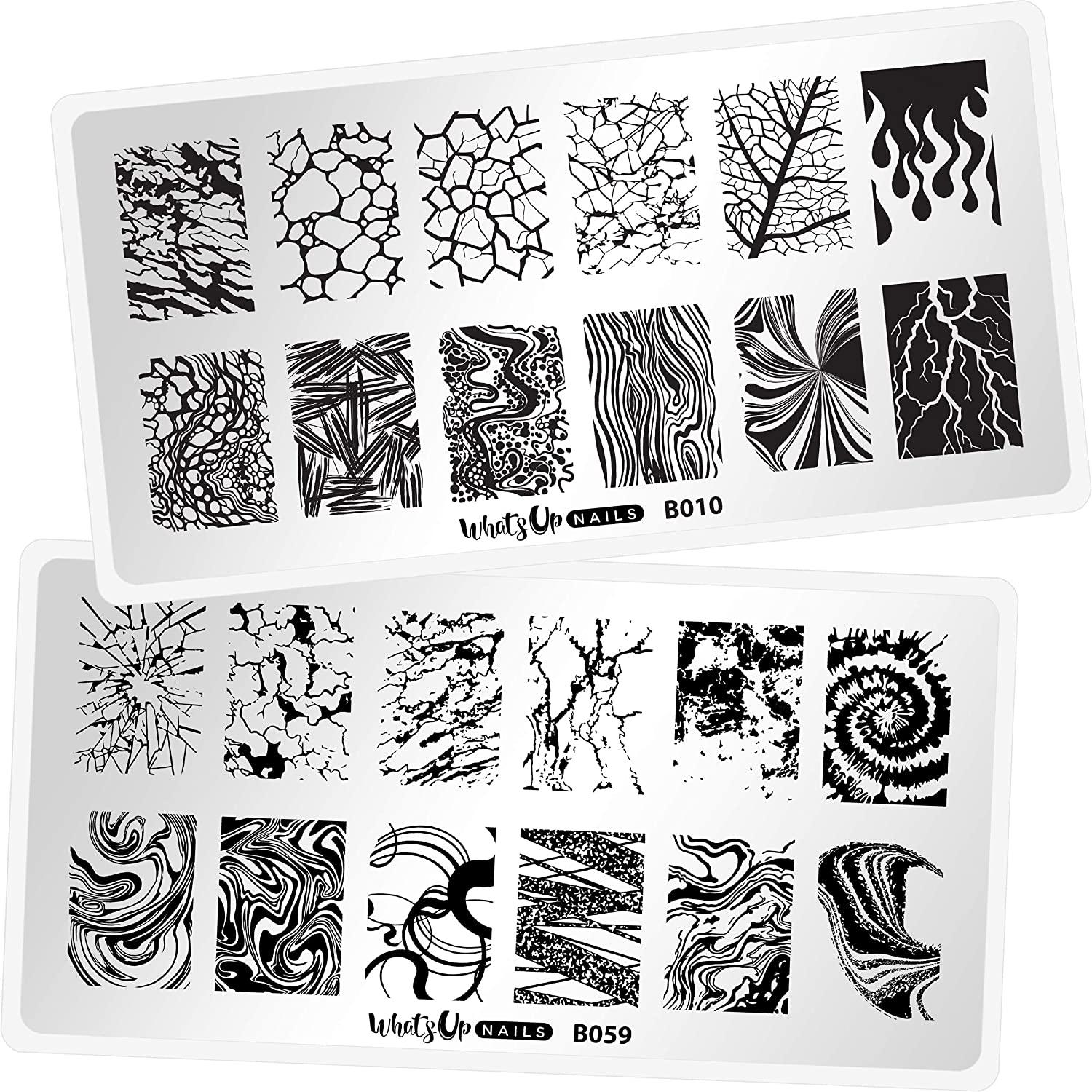 Whats Up Nails - Texture Stamping Plates 2 pack (B010, B059) for Nail Art  Design 2 plates (B010, B059)