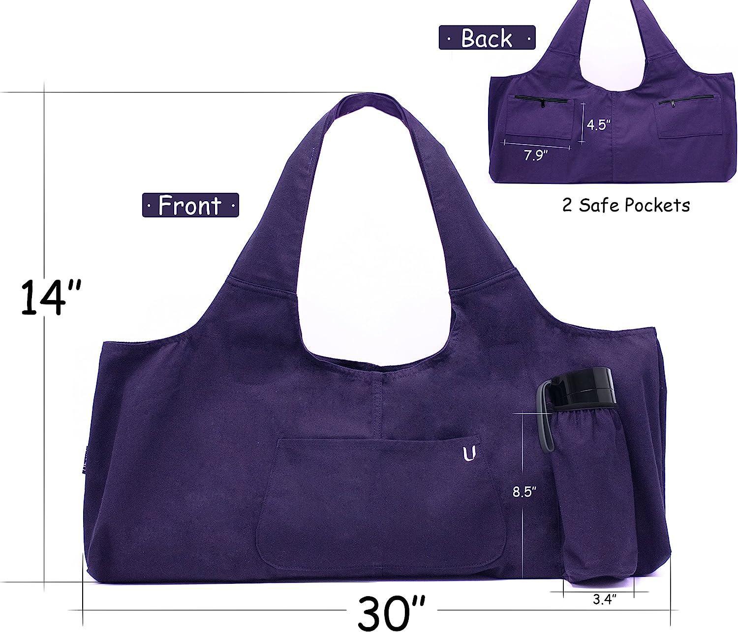 Uhawi Yoga Mat Bag Large Yoga Mat Tote Sling Carrier with 4 Pockets Fits  All Size Mats With Multi-Functional Storage Pockets Light And Durable(With  Yoga Mat Carrying Strap) purple