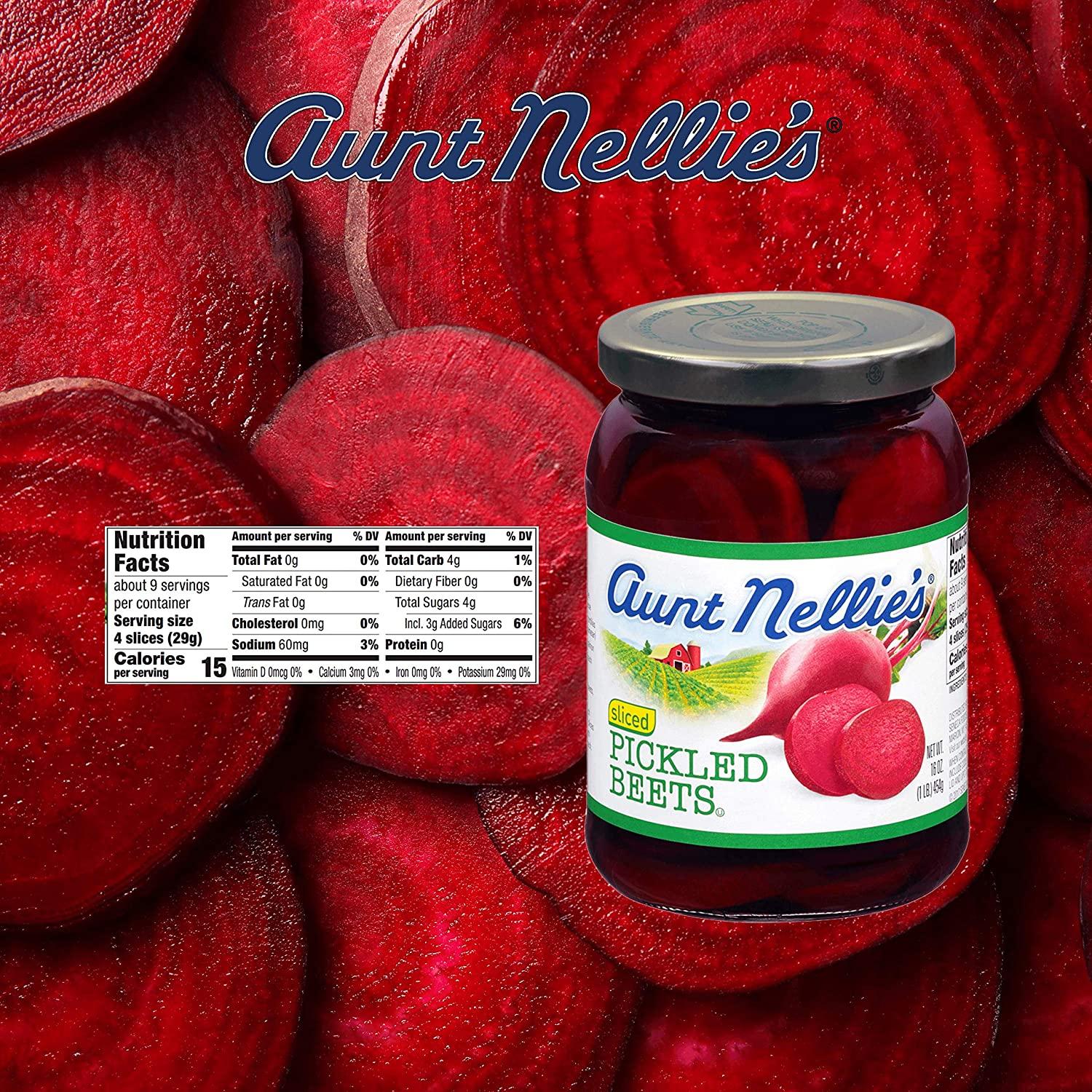 Aunt Nellie’s Sliced Pickled Beets Tangy, Earthy, Sweet and Delicious Deep Vibrant Ruby Red