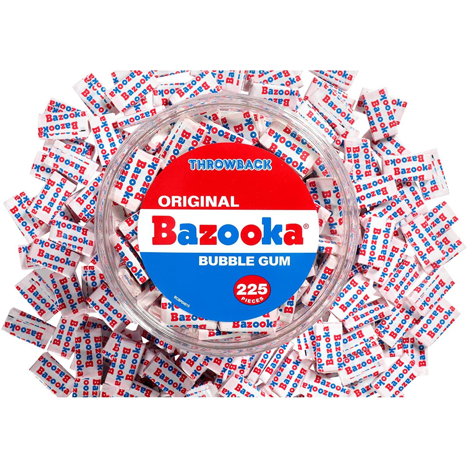 Bazooka Bubble Gum 225 Count Individually Wrapped Pink Chewing Gum in