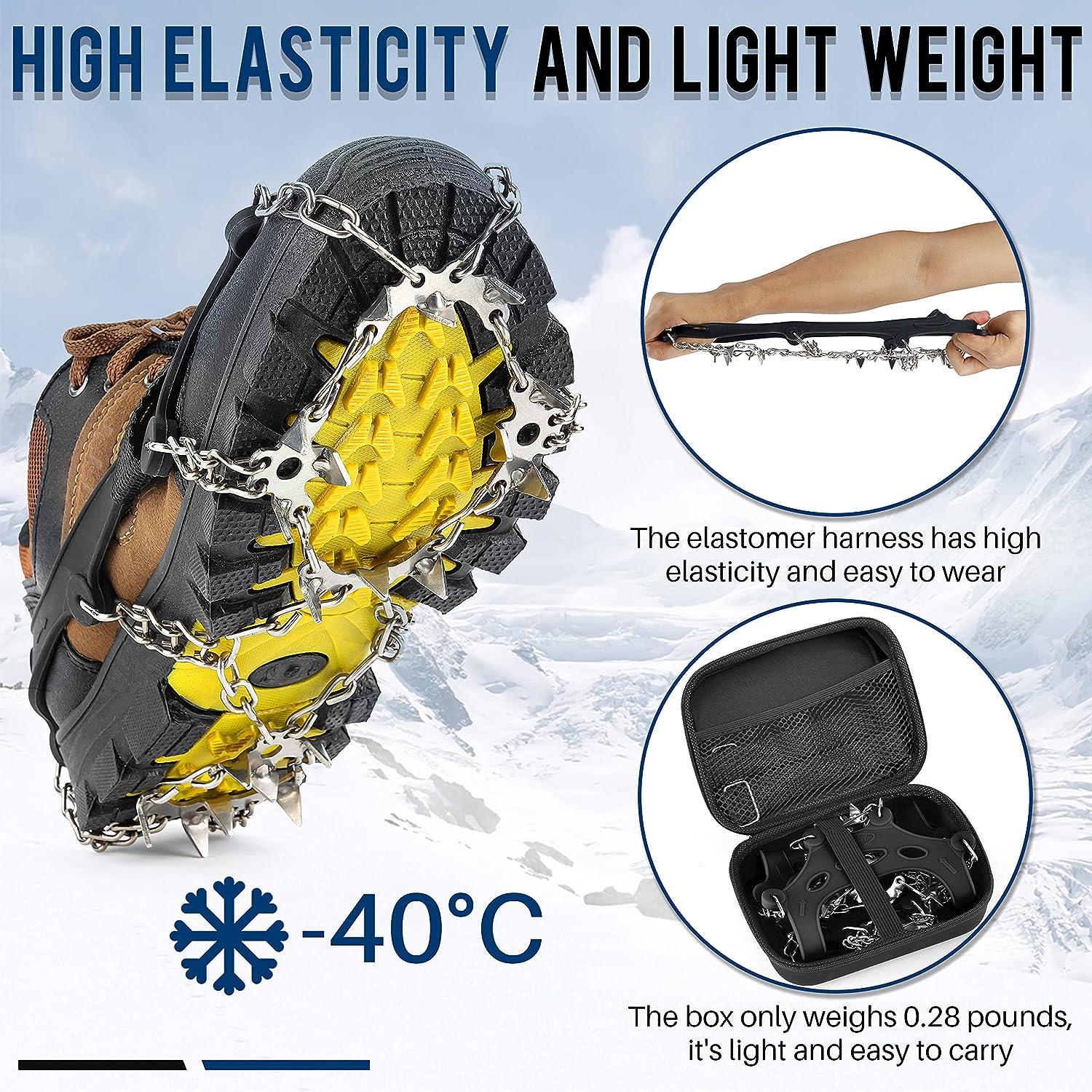 ROCKRAIN Ice Cleats Crampons Snow Traction 19 Stainless Steel Spikes