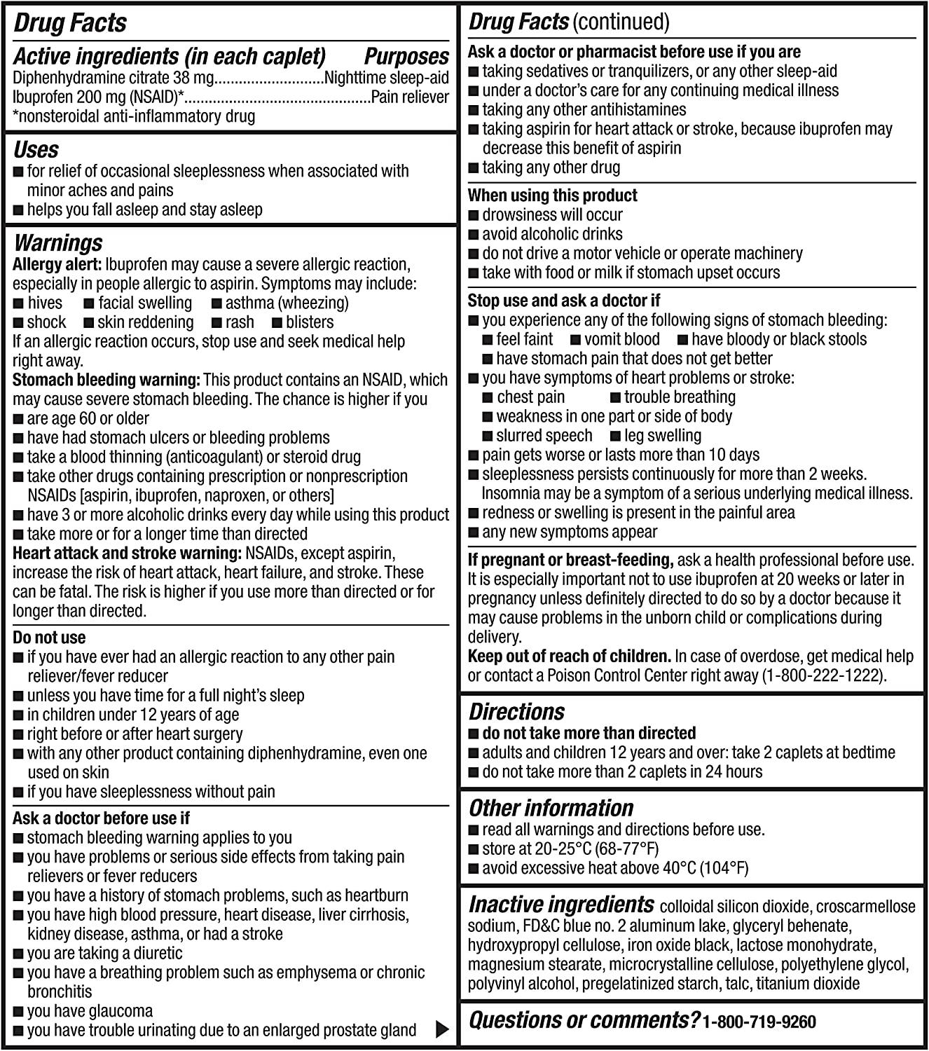 Amazon Basic Care Ibuprofen PM 200 mg. 20 Coated Tablets