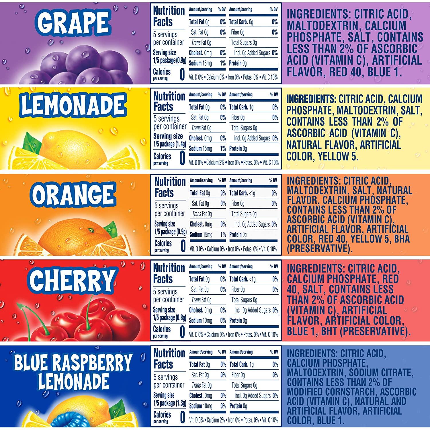 KoolAid Unsweetened Fruit Variety Zero Calories Powdered Drink Mix