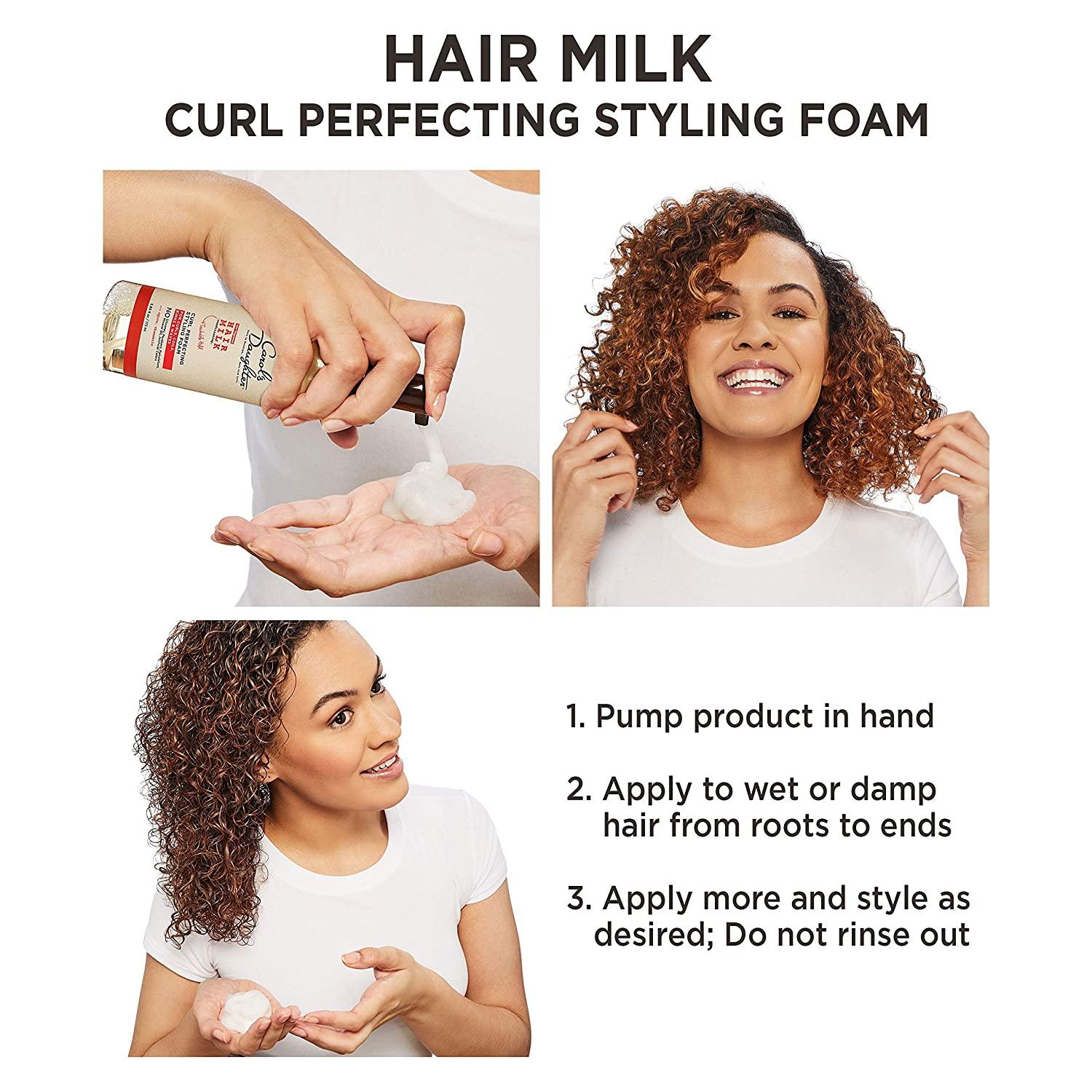 Curly Hair Products by Carol's Daughter, Hair Milk Styling Foam For Curls,  Coils and Waves, with Honey, Rosemary and Macadamia Oil,  Fl Oz (Design  and Packaging May Vary)