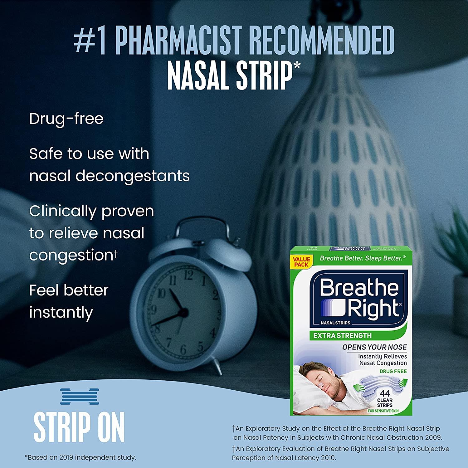 Breathe Right Extra Clear DrugFree Nasal Strips for Nasal Congestion Relief 44 Count 1 Count