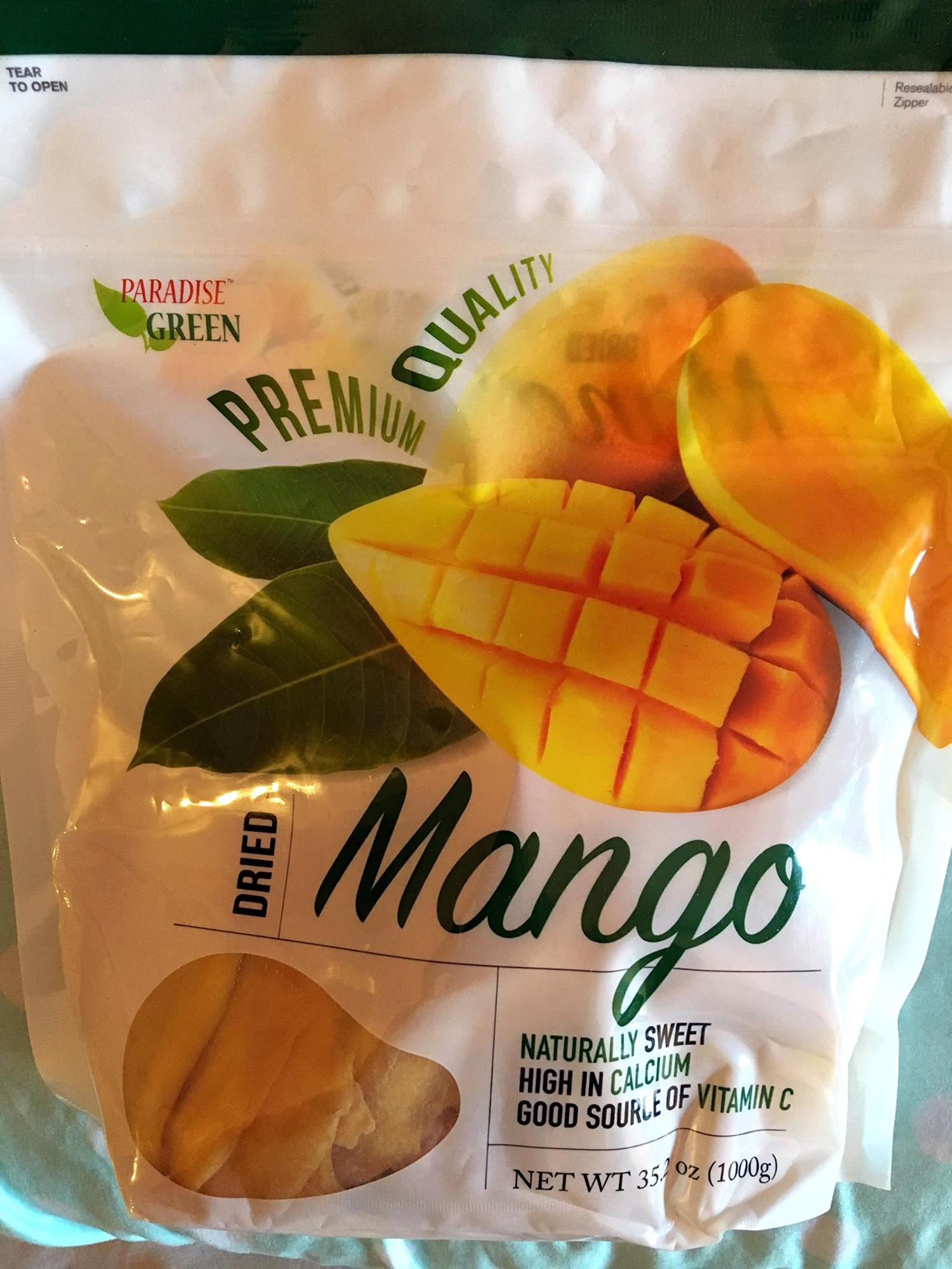 Paradise Green Dried Mango Premium Quality 35 Oz (1 Pack) 2.18 Pound