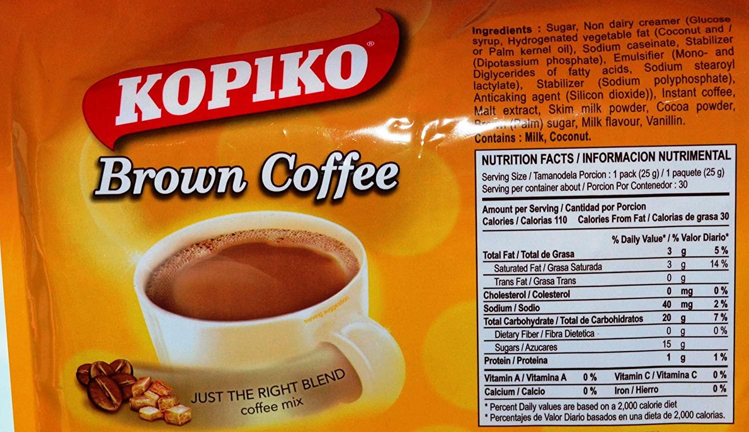 Kopiko Instant 3 in 1 Brown Coffee Mix with Creamer and Sugar 30 Count