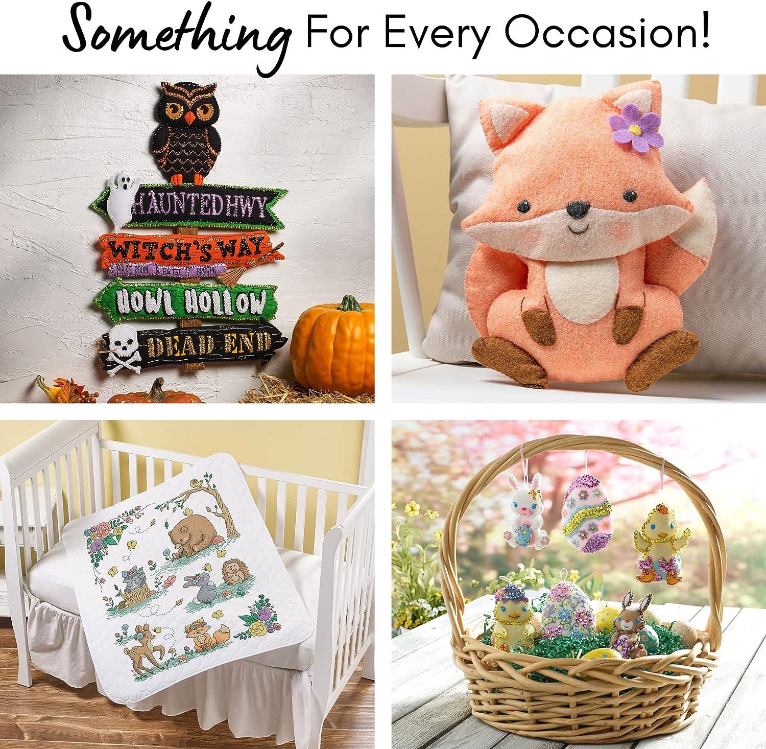 Kit Bucilla Ornamenti Natalizi In Feltro - Set Di 4 Case Pan Di Zenzero Con Applique - Foto 3