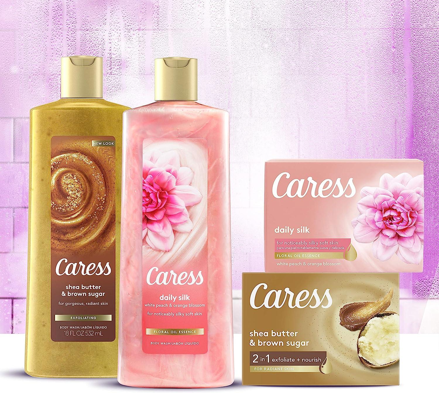 Caress Exfoliating Body Wash for Everyday Use Shea Butter Brown
