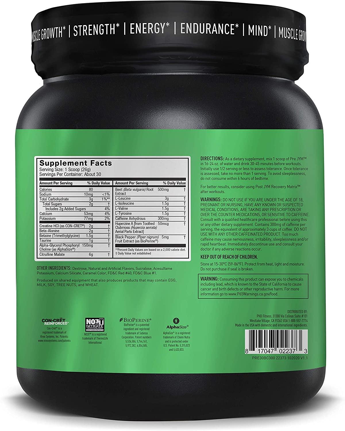 JYM Supplement Science Pre Jym, Black Cherry, 30 Count