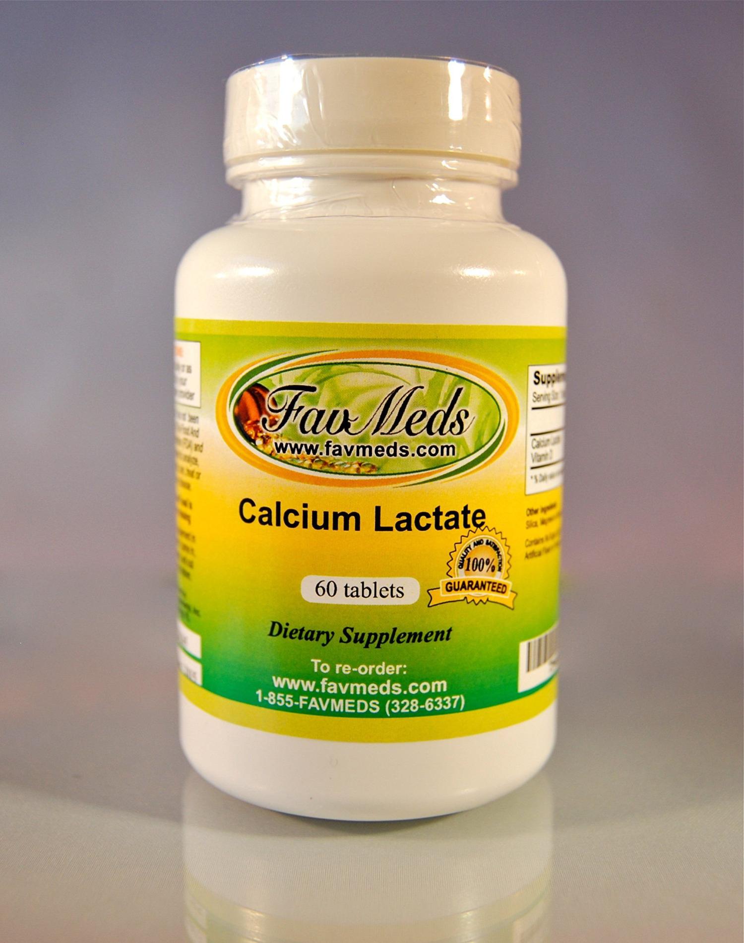 Calcium Lactate 1000mg Made in USA 60 Tablets