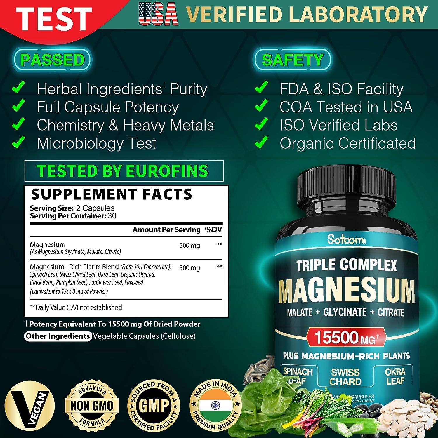15500 mg Triple Magnesium Complex Supplement High Concentrated with