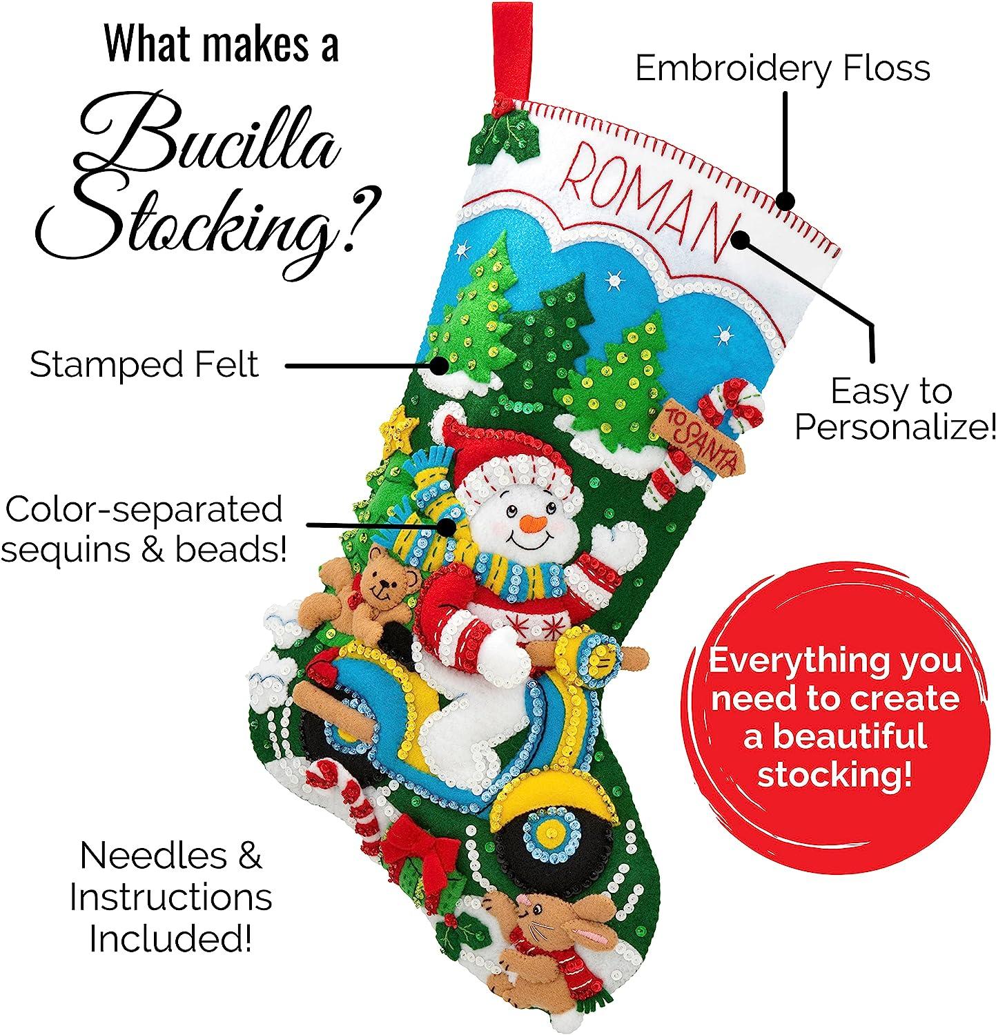 Plaid Bucilla Felt Christmas Stocking Kit, Stocking Kit with Santa and  Frosty; Stocking; Christmas Stocking Kit, Bucilla Stocking, Stocking