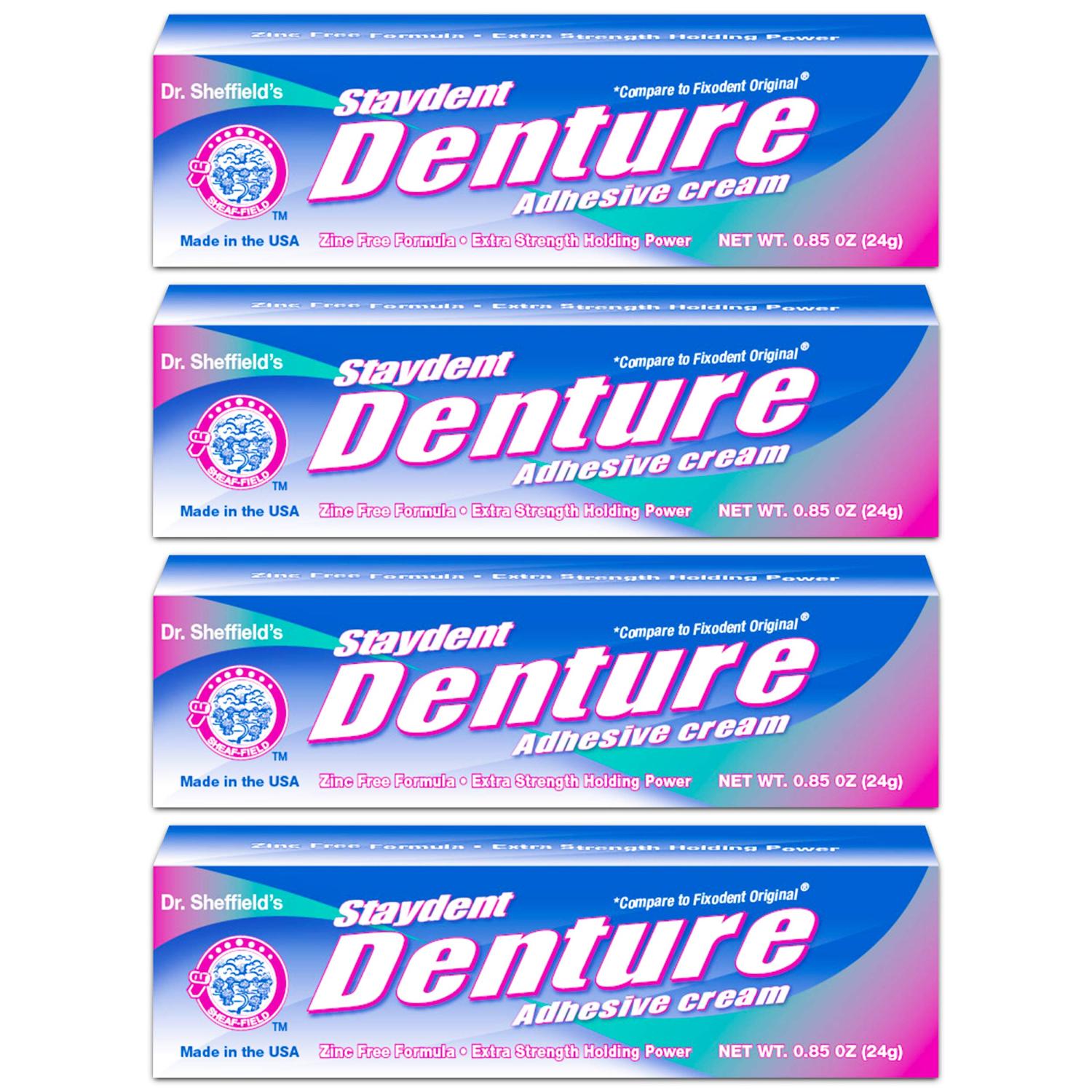 Dr. Sheffield's Staydent Denture Adhesive Cream 0.85 Oz. (Pack of 4