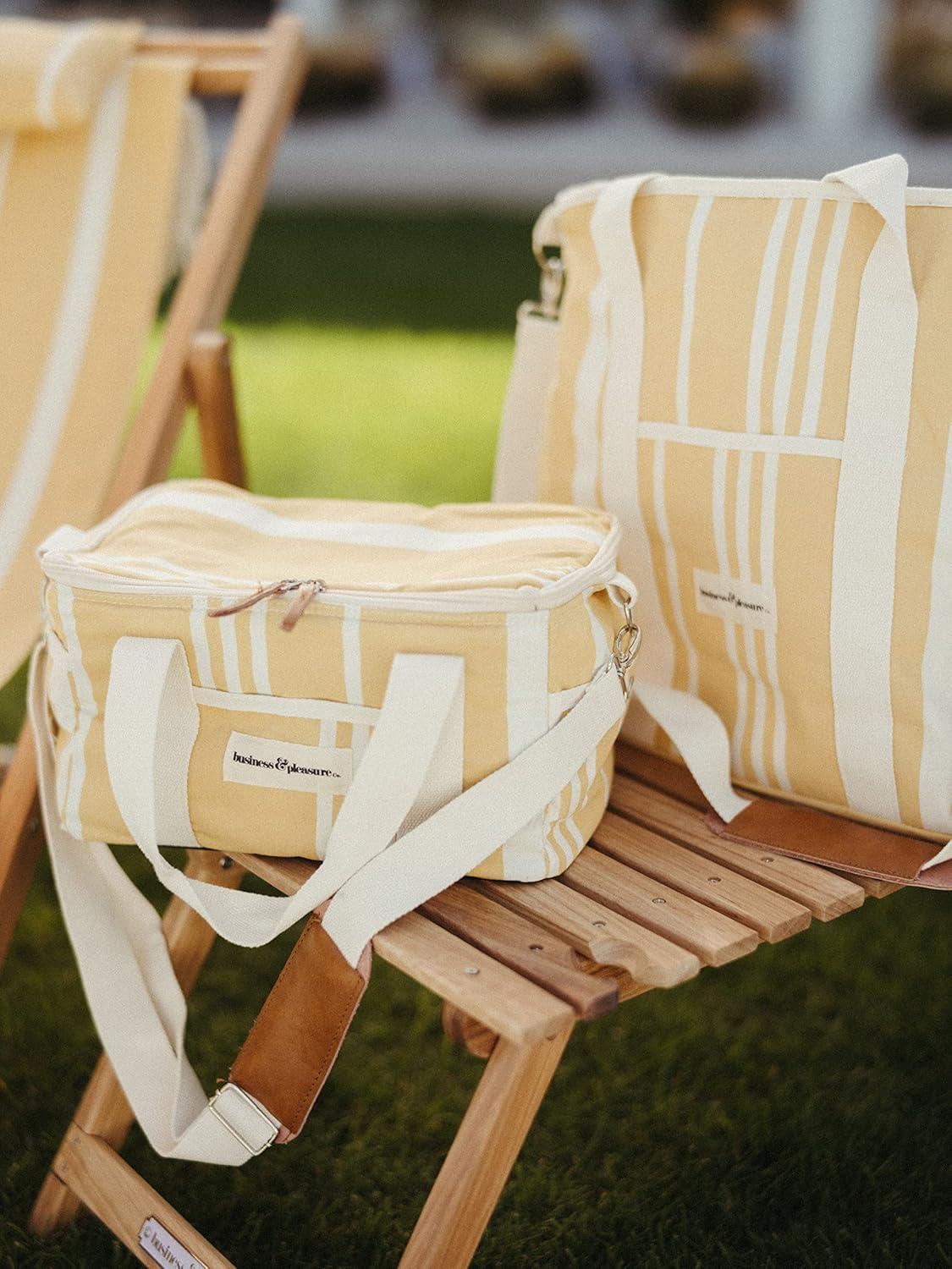 Business Pleasure Premium Vintage Yellow Striped Cooling Bag
