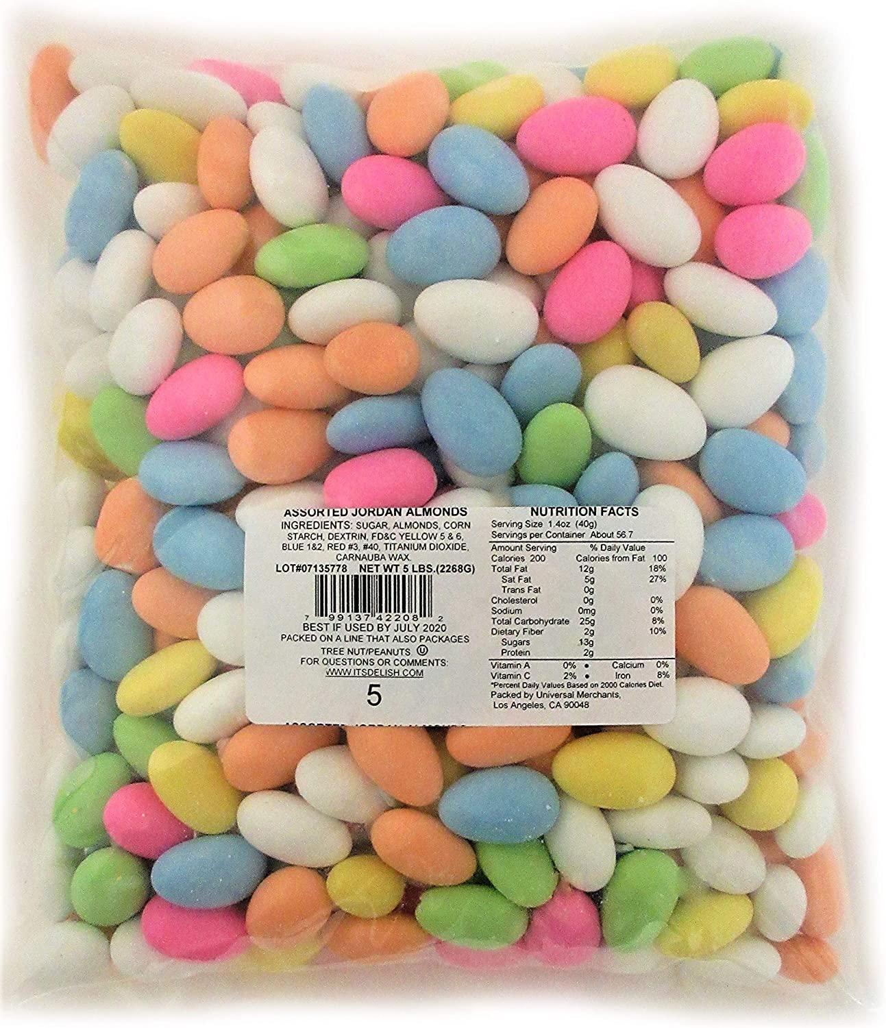 Assorted Jordan Almonds Pastel Colors 5 LBS Bulk Vegan & Kosher