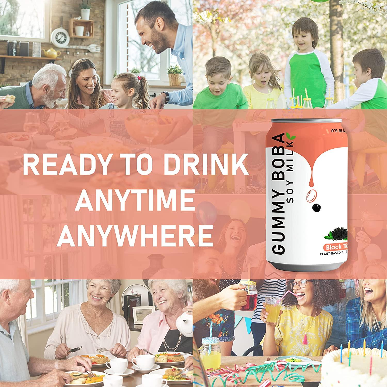 O's Bubble Gummy Boba Soy Milk, 10.7 Fl Oz (Pack of 6) Plant Based