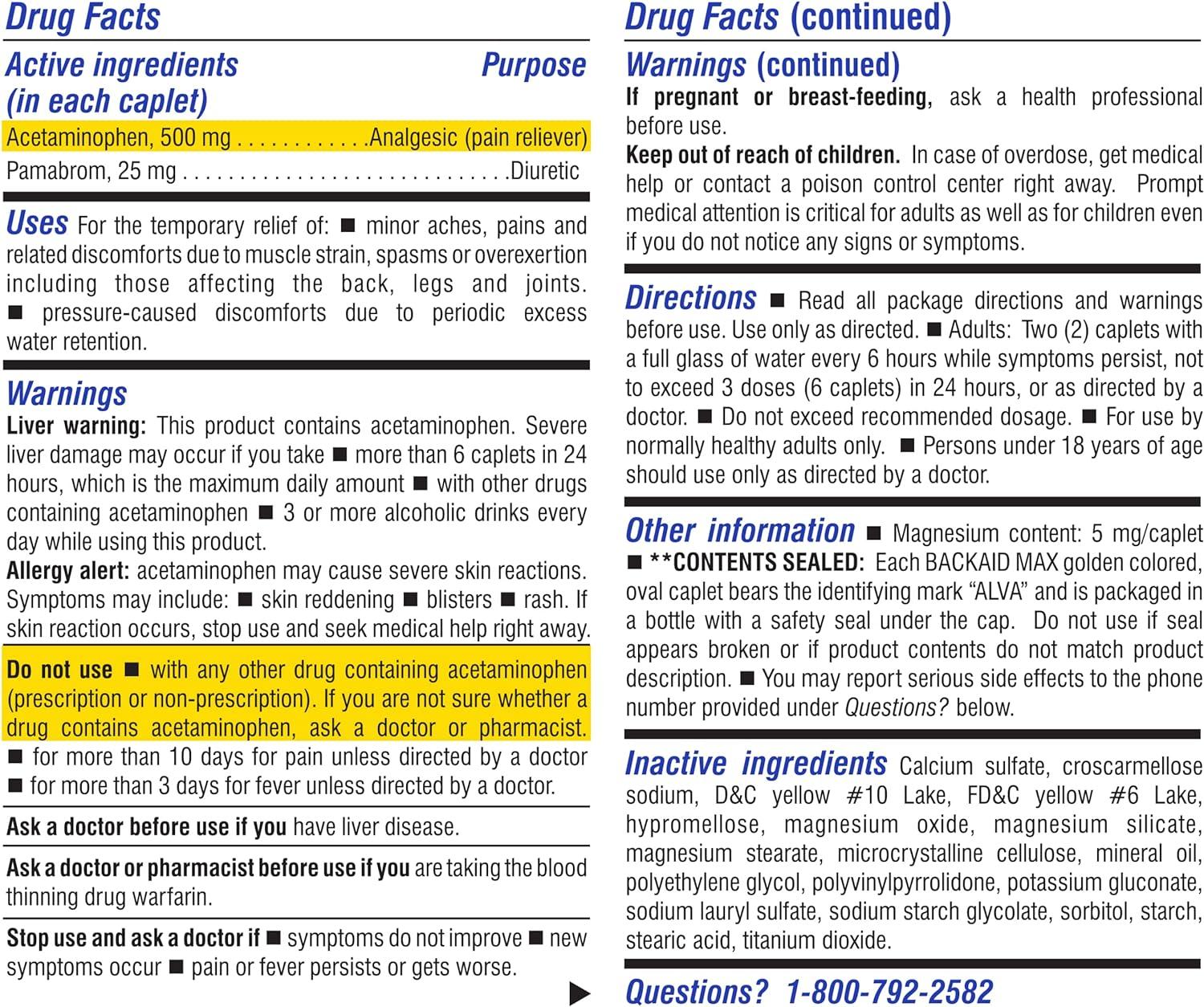Backaid Max Relief Caplets AspirinFree Pain Relief from Backache