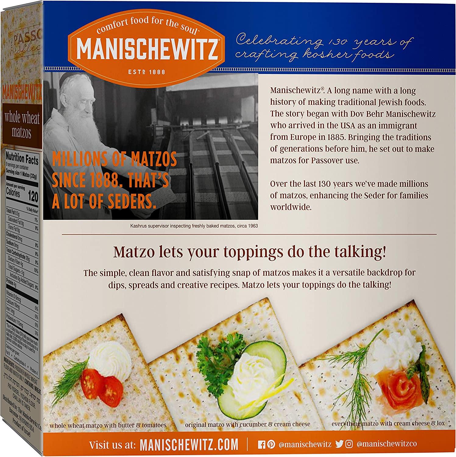 Manischewitz Whole Wheat Matzo 10oz (3 Pack) Thin, Crisp, Delicious