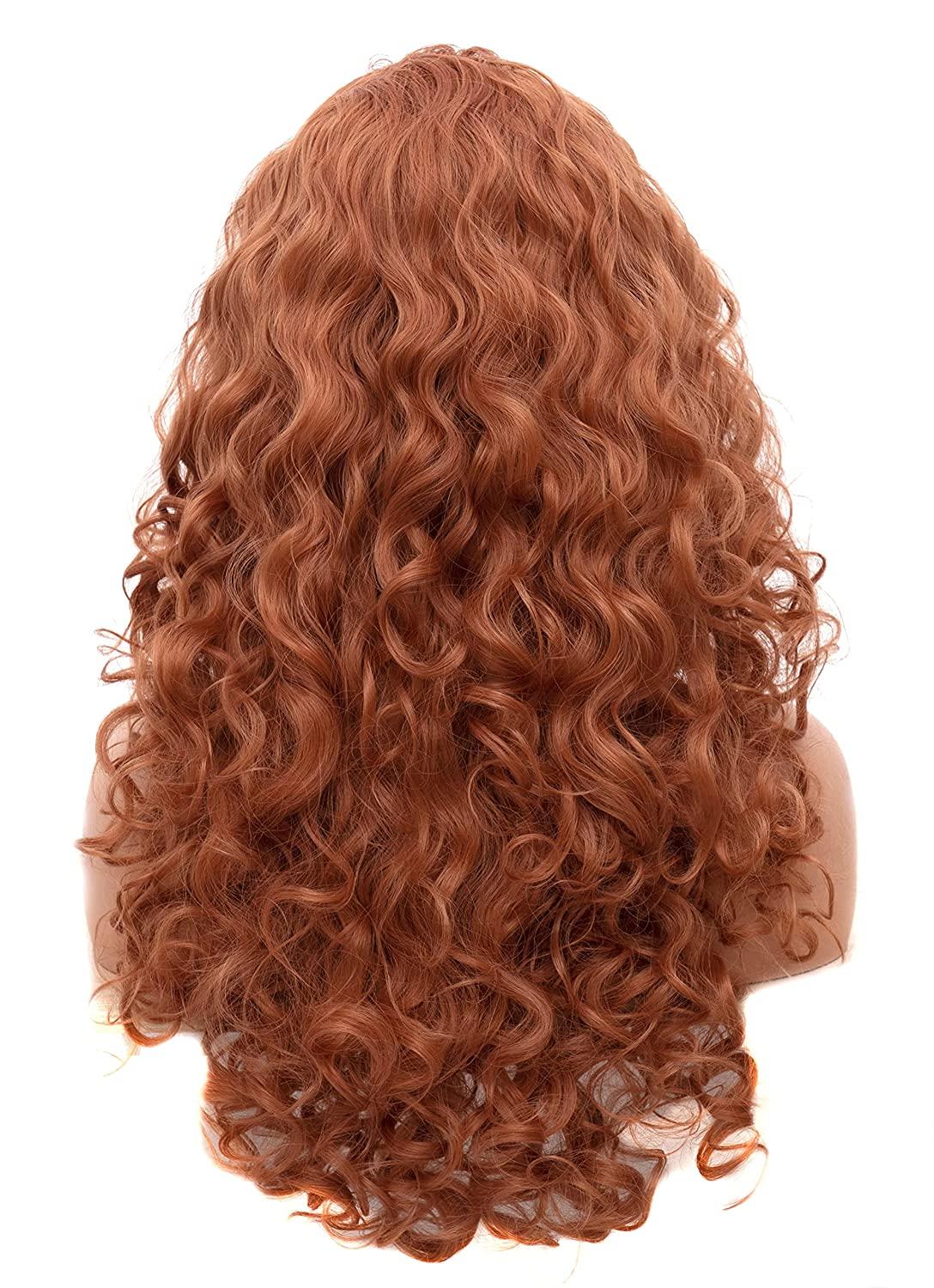Rugelyss Long Wavy Wig 28 Inches Natural Copper Red Synthetic Kinky