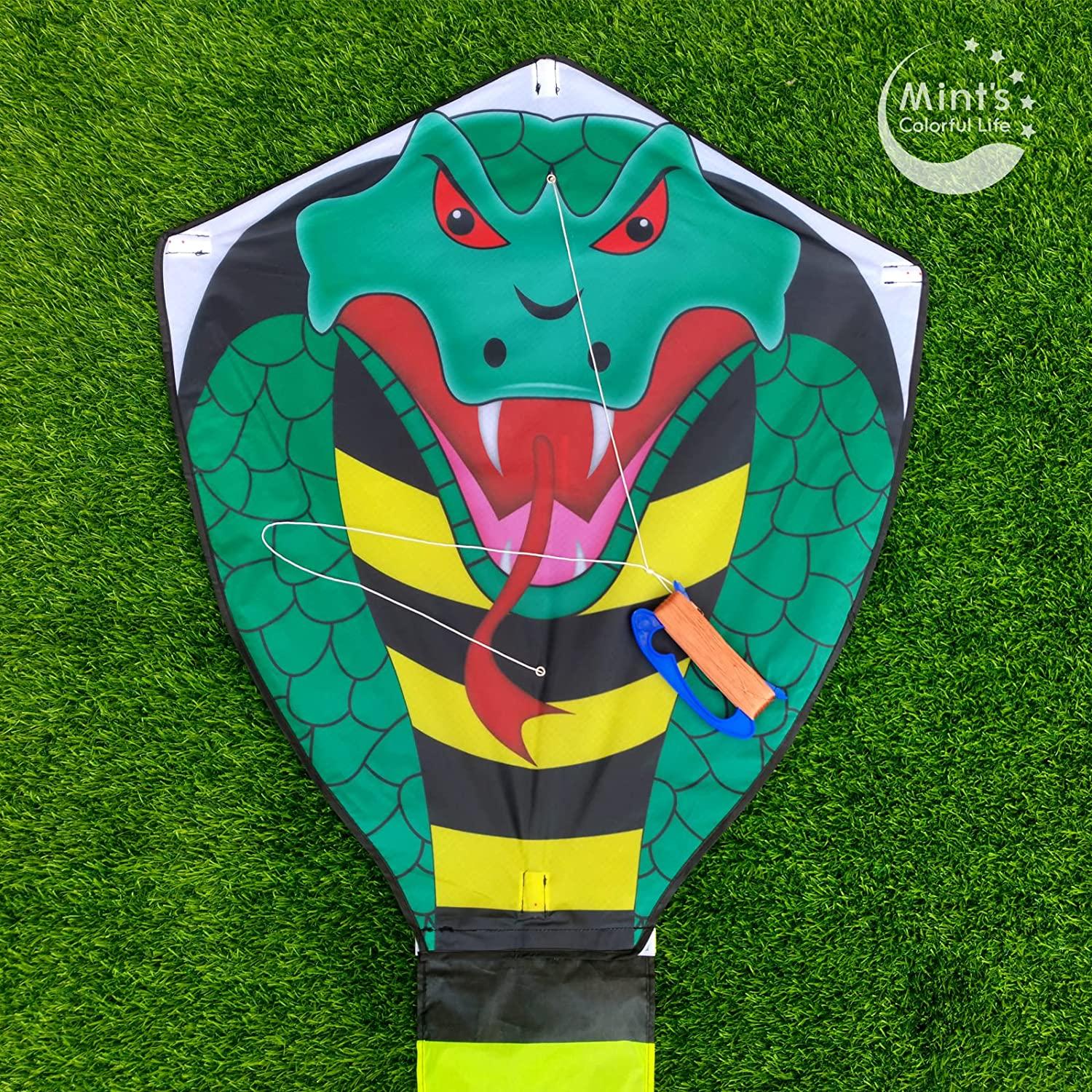 Large Cobra Kite for Adults Kids Boys with Super Long Tail (49 ft