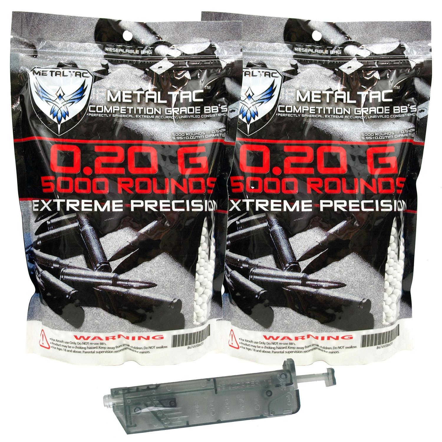 MetalTac Airsoft BBS .20g 10000 Rounds Match Grade BB Pellet, Plastic 0.20 Gram 6mm for Airsoft