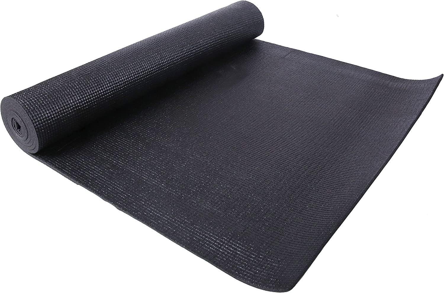 BalanceFrom All Purpose 1/4-Inch High Density Anti-Tear Exercise Yoga Mat  with Carrying Strap and Yoga Blocks Black Mat Only
