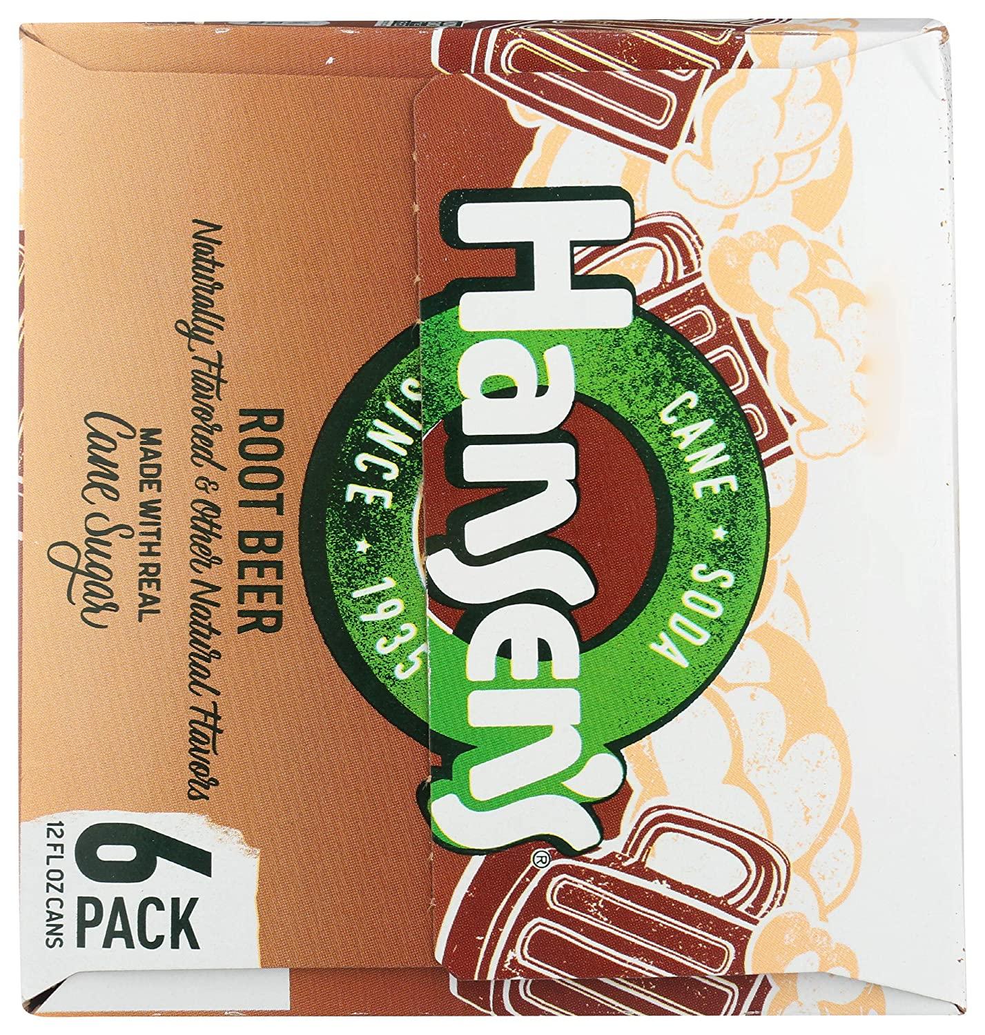 Hansen's Creamy Rootbeer 12 Fl Oz 6 Pack Refreshing Soda