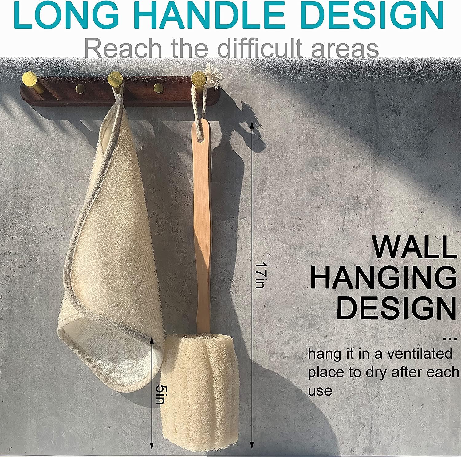 2 Pack Natural Exfoliating Loofah luffa loofa Bath Brush On a Stick