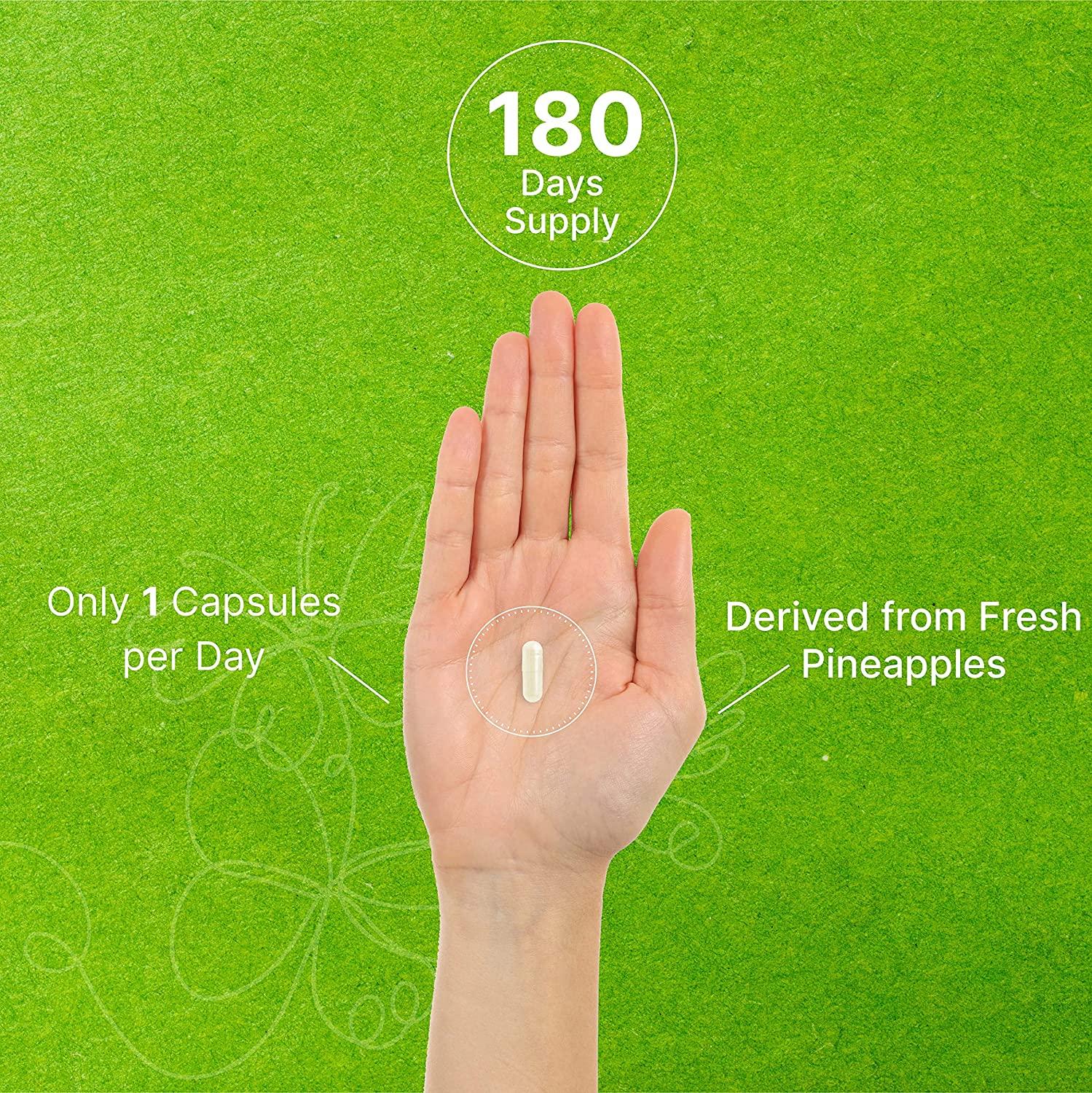 Bromelain Supplement 500mg 180 Capsules Digestive & Joint Health