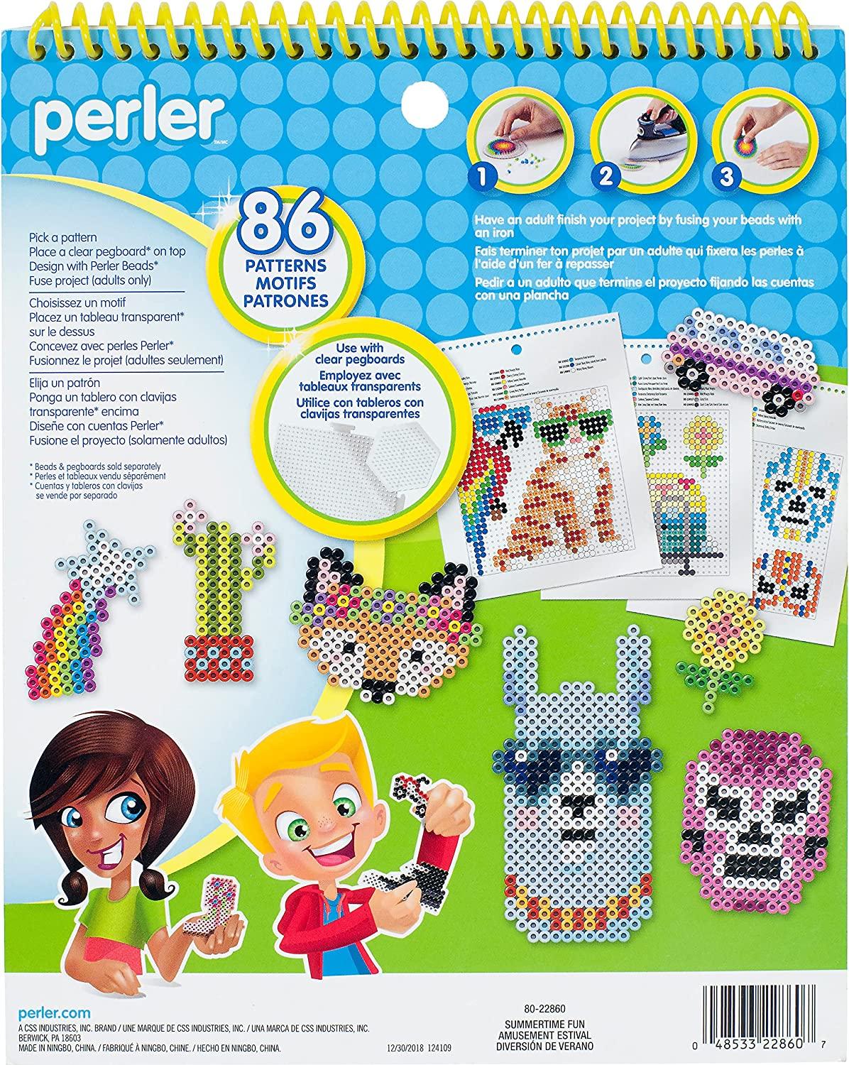 Perler Instruction Pad for Fuse Beads, 86 Patterns, Summertime Fun Piece