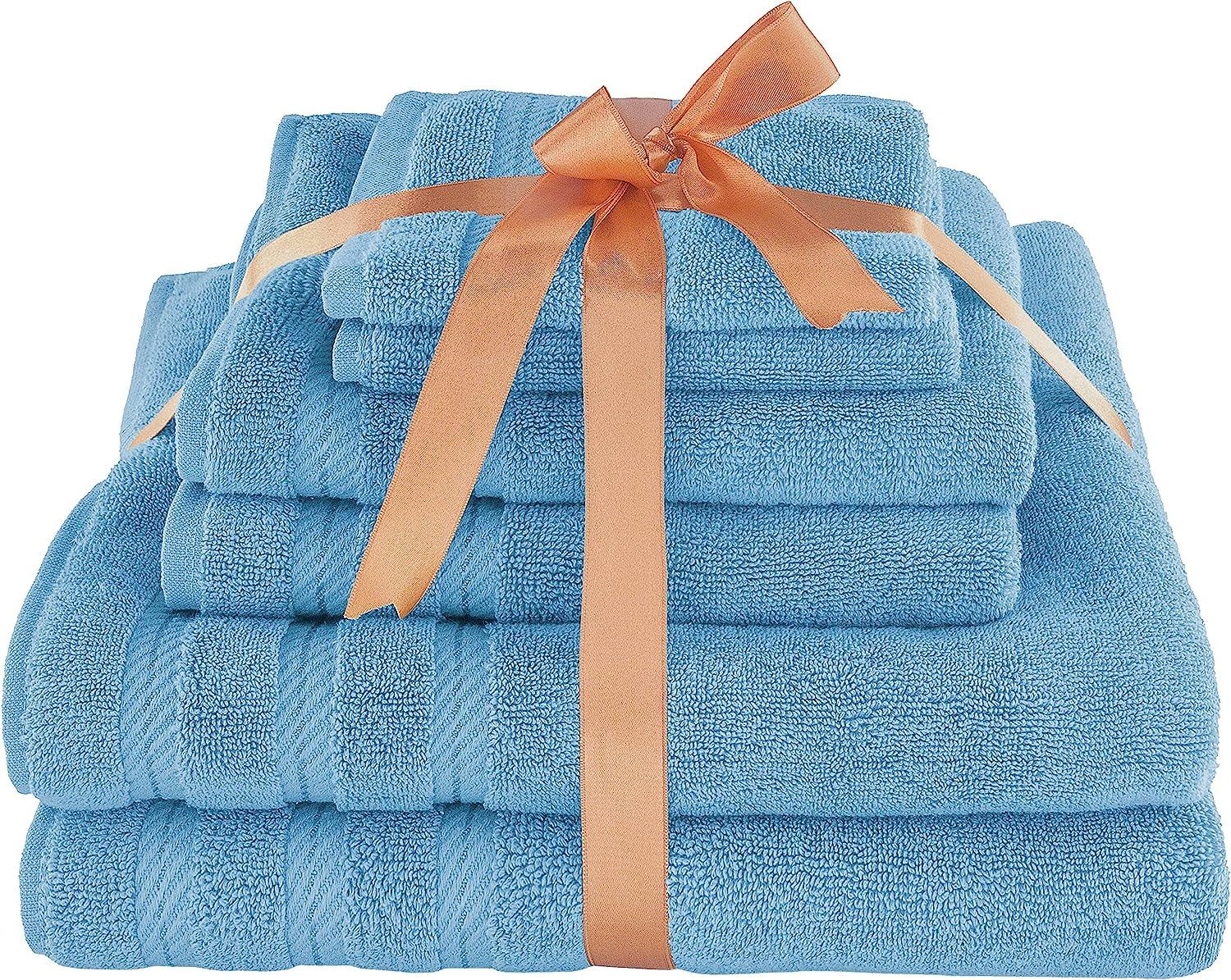 American Soft Linen 100% Turkish Carde Cotton 6 Piece Towel Set, 560 GSM  Towels for Bathroom, Super Soft 2 Bath Towels 2 Hand To